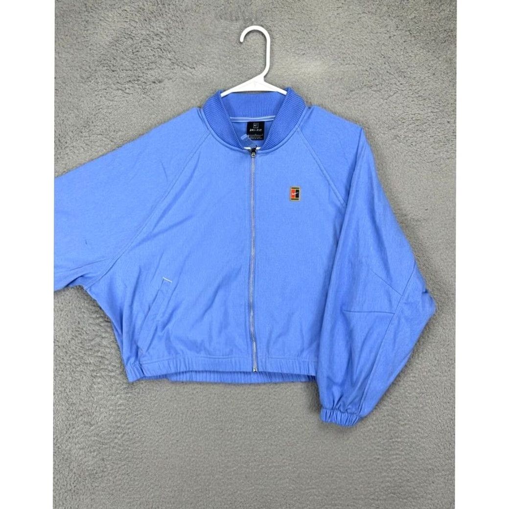 Nike Nike Jacket Women L Blue Dri-Fit Tennis Crop Nylon Blend Full Zip Activewear Size L / US 10 / IT 46 - 3 Thumbnail