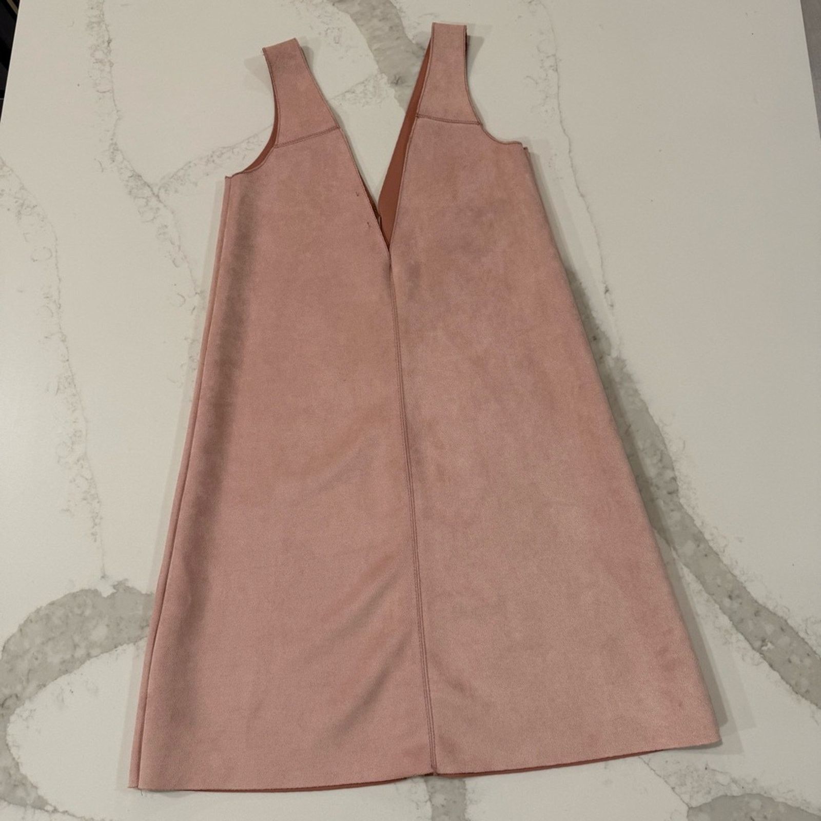 Zara Zara Faux Suede Sleeveless Plunge VNeck Mini Dress Womens S Size S / US 4 / IT 40 - 6 Thumbnail
