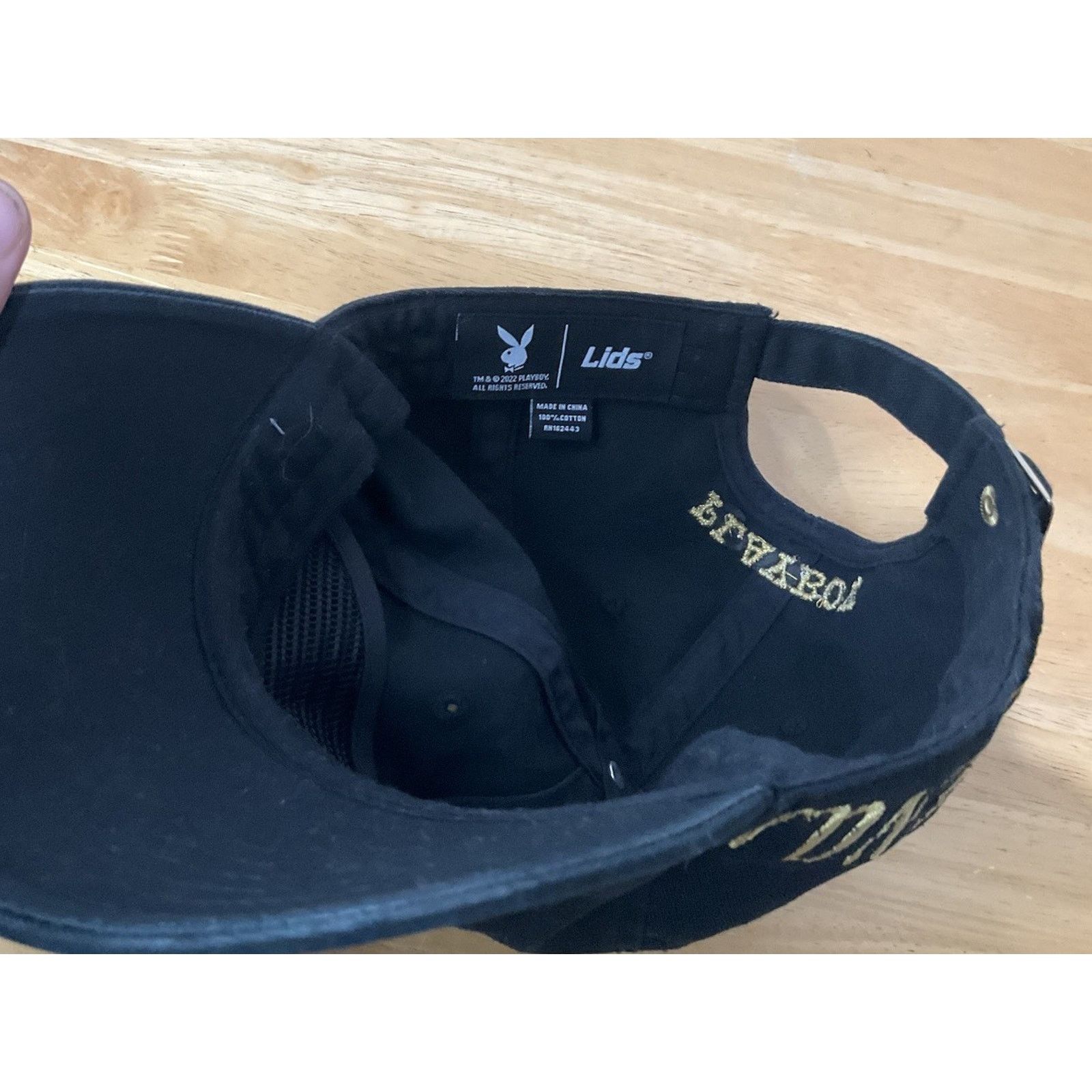 Lids Playboy Hat Strapback Black Embossed Bunny Gold Keenan Lids Size ONE SIZE - 5 Thumbnail