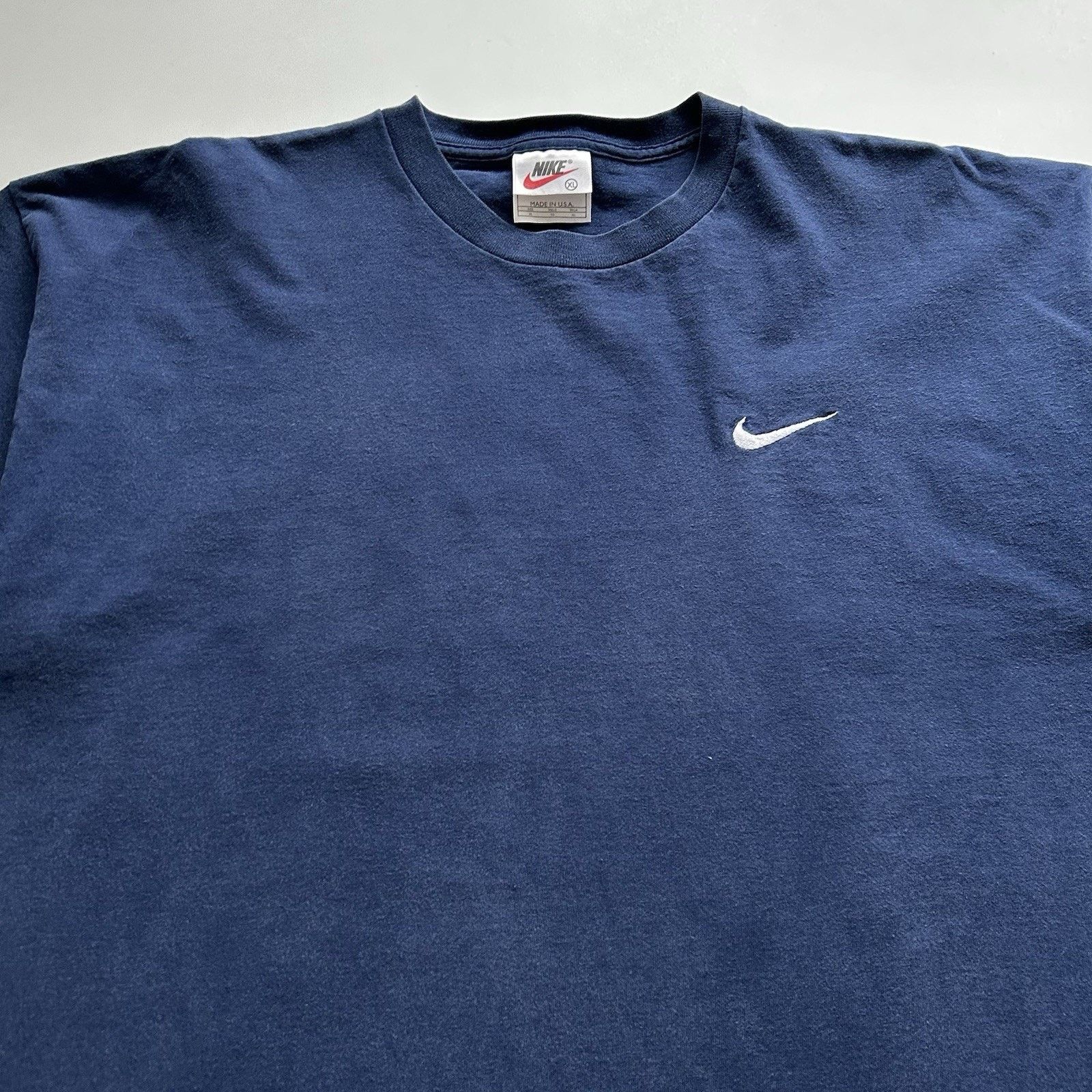 Nike × Vintage Vintage Nike T Shirt XL Blue Embroidered Swoosh Made In USA Size US XL / EU 56 / 4 - 2 Thumbnail