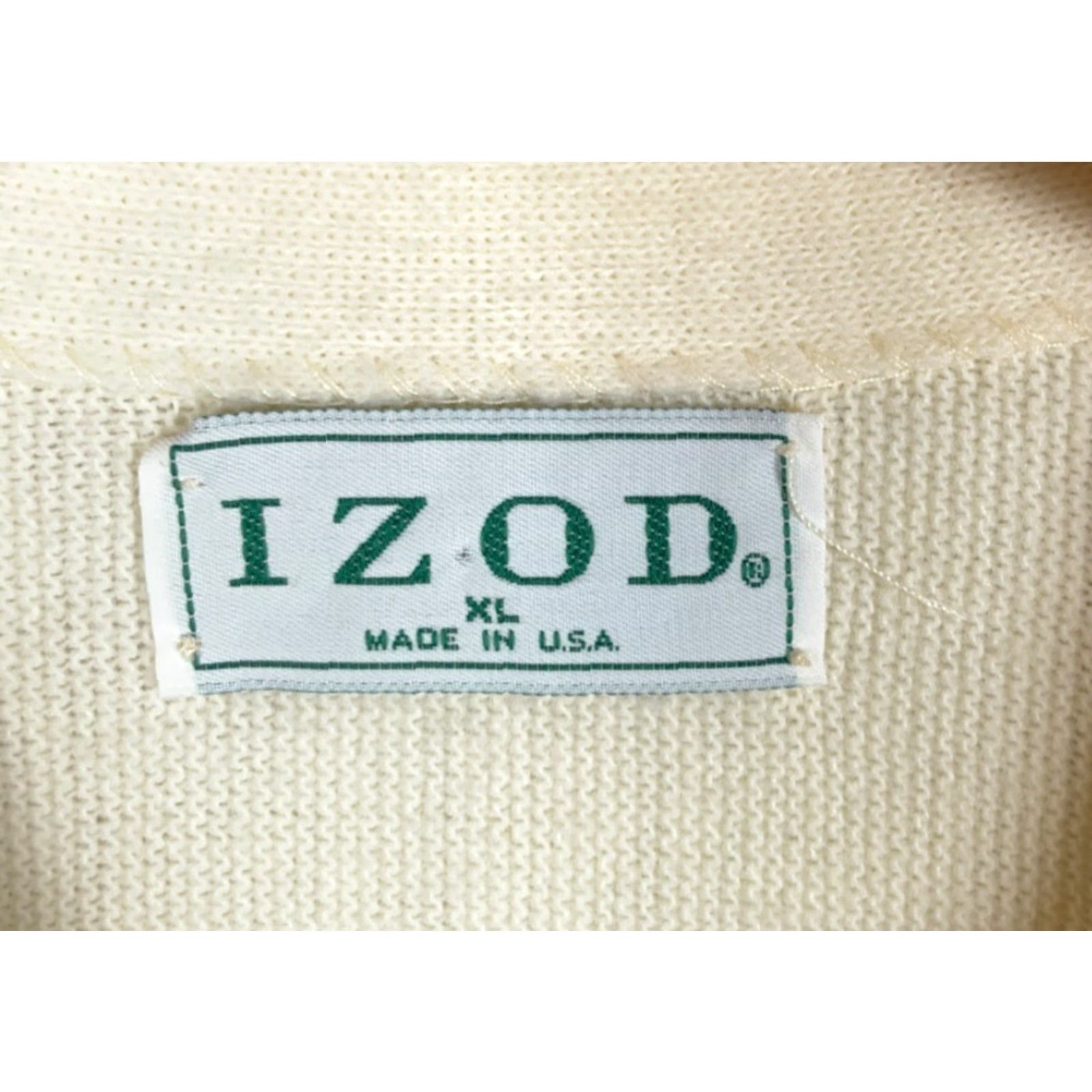 Izod VINTAGE IZOD Cardigan Sweater Mens XL Ivory Lightweight Knit 70s 80s 90s Dad Hipster Retro Embroidered USA Made Size US XL / EU 56 / 4 - 3 Thumbnail