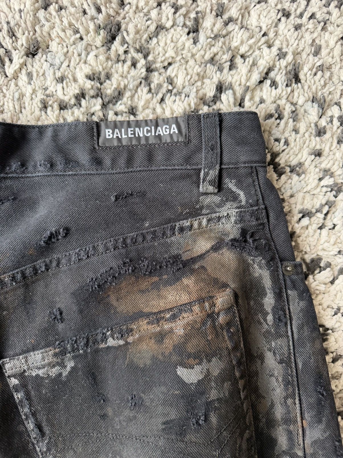 Balenciaga New Mud Show Super Destroyed Black Denim Jeans (M) Size US 34 / EU 50 - 11 Thumbnail