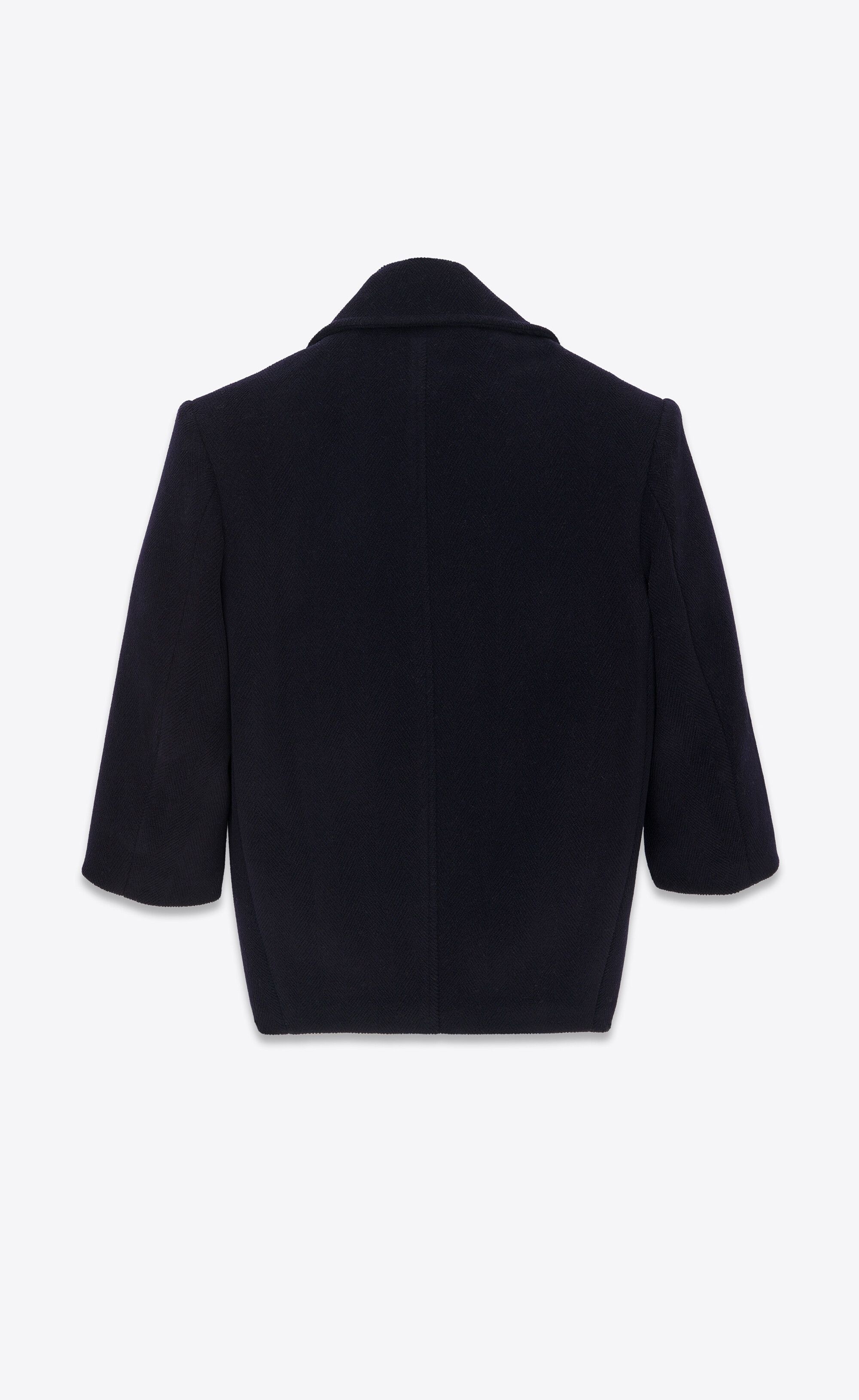 Saint Laurent Paris o1s1wg110125 720194 Oversized Peacoat Chevron Wool in Navy Size M / US 6-8 / IT 42-44 - 3 Thumbnail