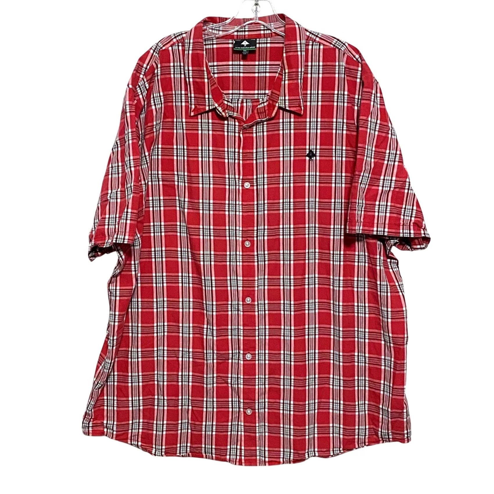 Vintage LRG Plaid Button Shirt Mens 4XL Casual Short Sleeve Cotton Red Button-Up XLG 2XL? Size US XXL / EU 58 / 5 - 2 Thumbnail