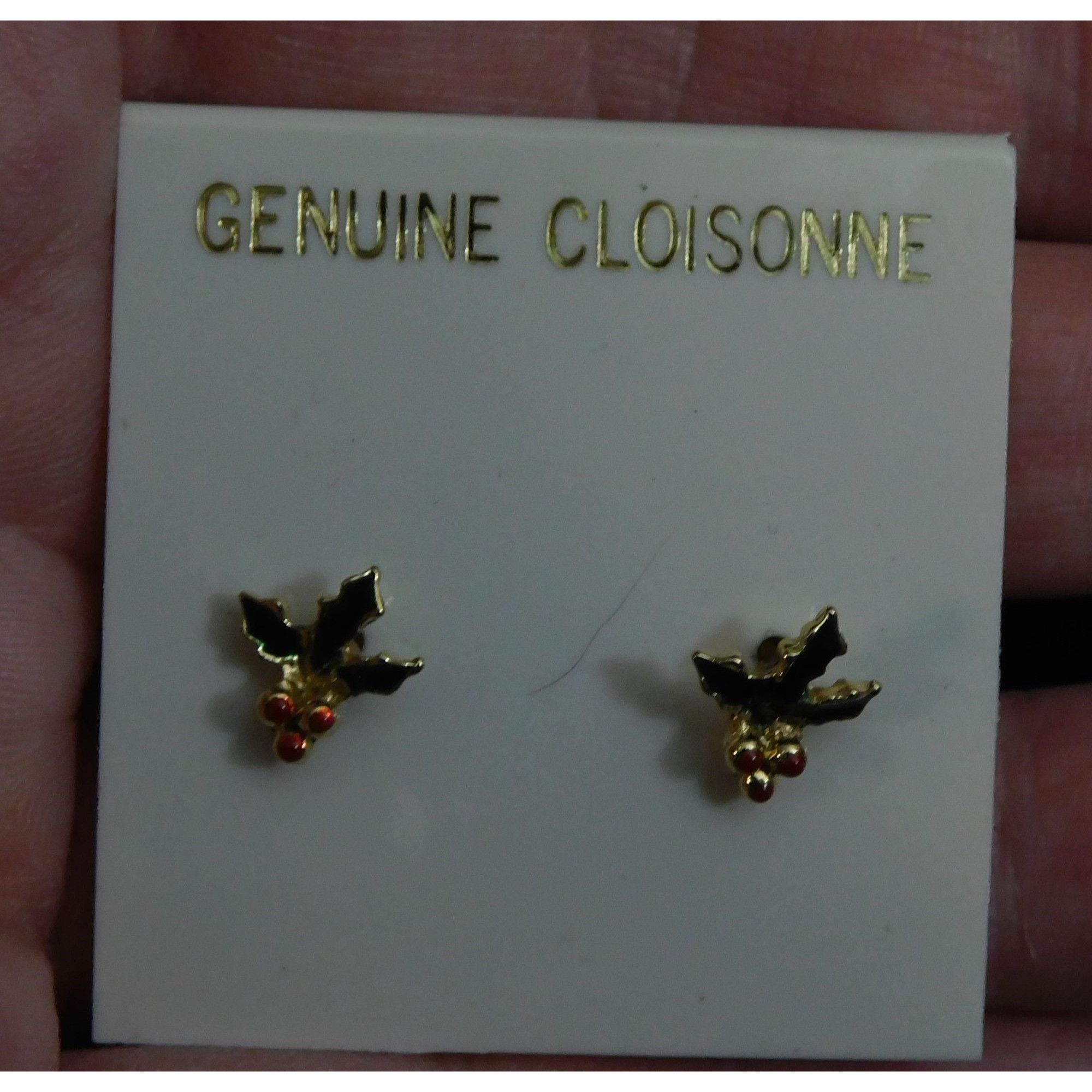 Other Vintage Genuine Cloisonne Holly Berry Post Earrings Size ONE SIZE - 4 Thumbnail