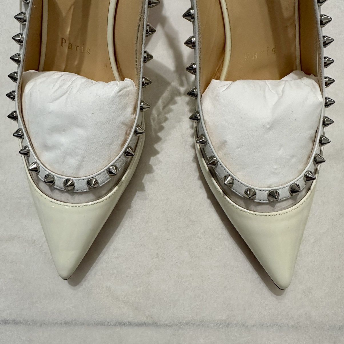Christian Louboutin × Designer Christian Louboutin Brigadine Spike Patent Pump Mules Size US 7 / IT 37 - 10 Thumbnail