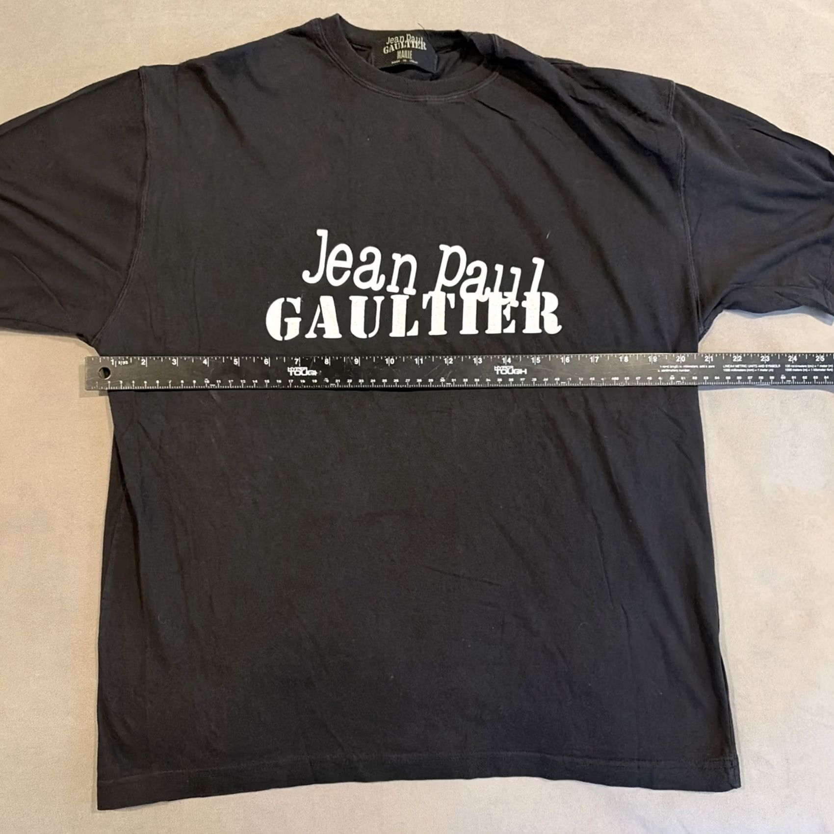 Jean Paul Gaultier VINTAGE Jean Paul Gaultier Maille Big Logo T Shirt Men's Large Black Cotton Short Sleeve Round Neck Size US L / EU 52-54 / 3 - 4 Thumbnail