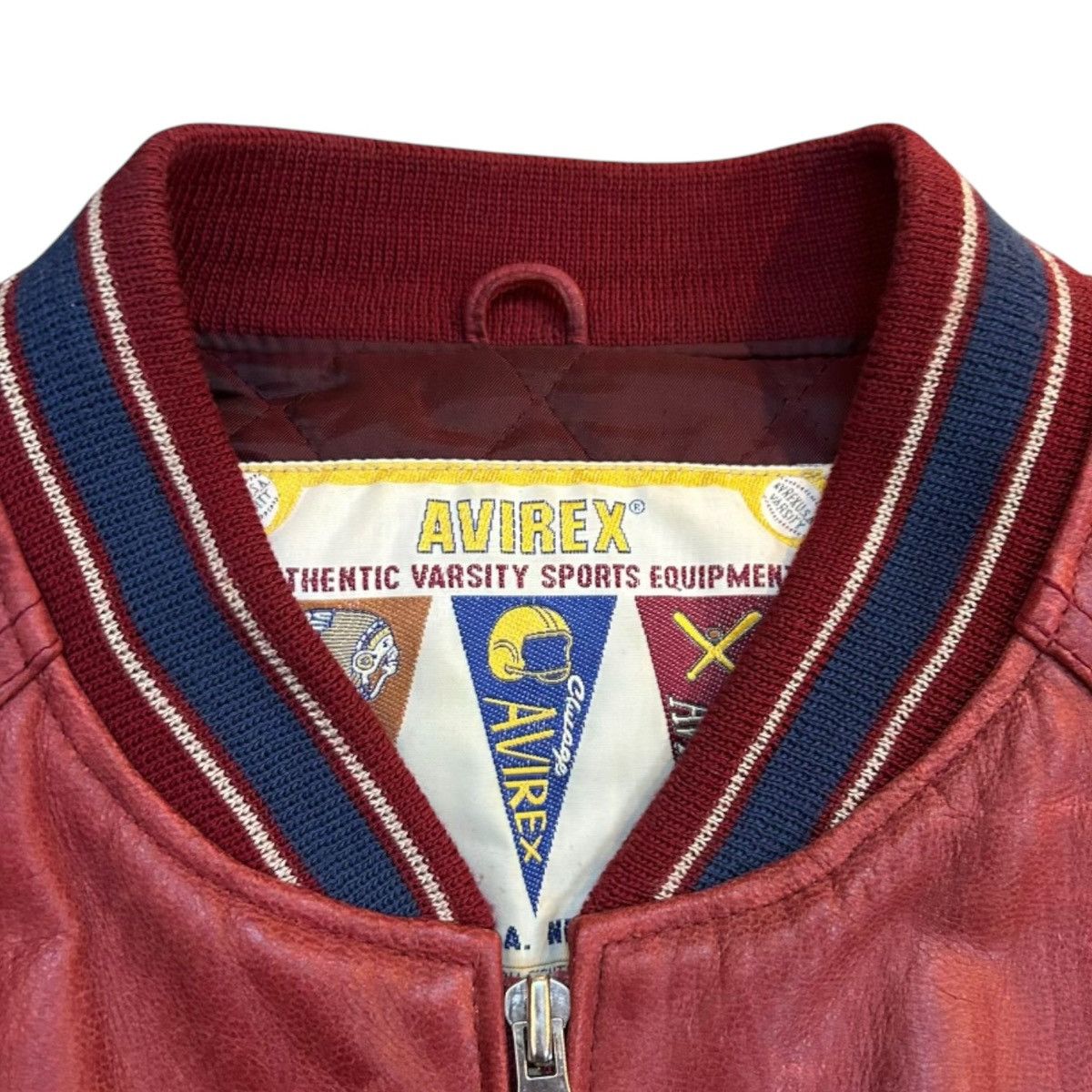 Avirex 90s Avirex Leather Varsity Bomber Jacket Mens XL Red Vintage Size US XL / EU 56 / 4 - 12 Thumbnail