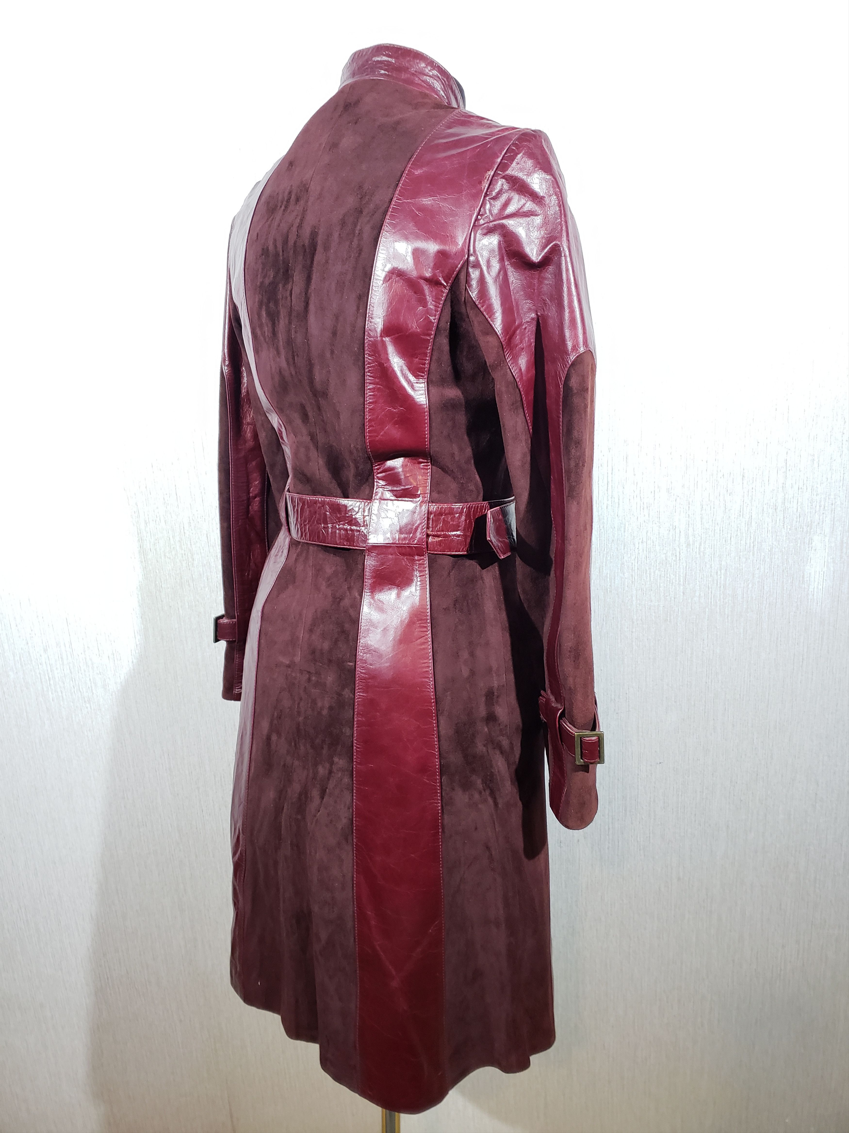 Uniqlo Cute women's long burgundy leather jacket. Size S / US 4 / IT 40 - 5 Thumbnail