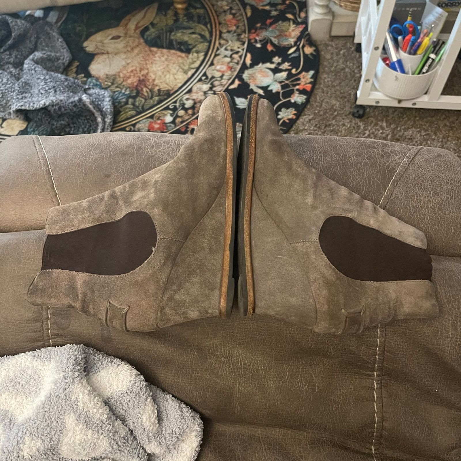 Fendi FENDI Women’s Tan Suede Leather Wedge Chelsea Boots 38 Italy Size US 7.5 / IT 37.5 - 5 Thumbnail