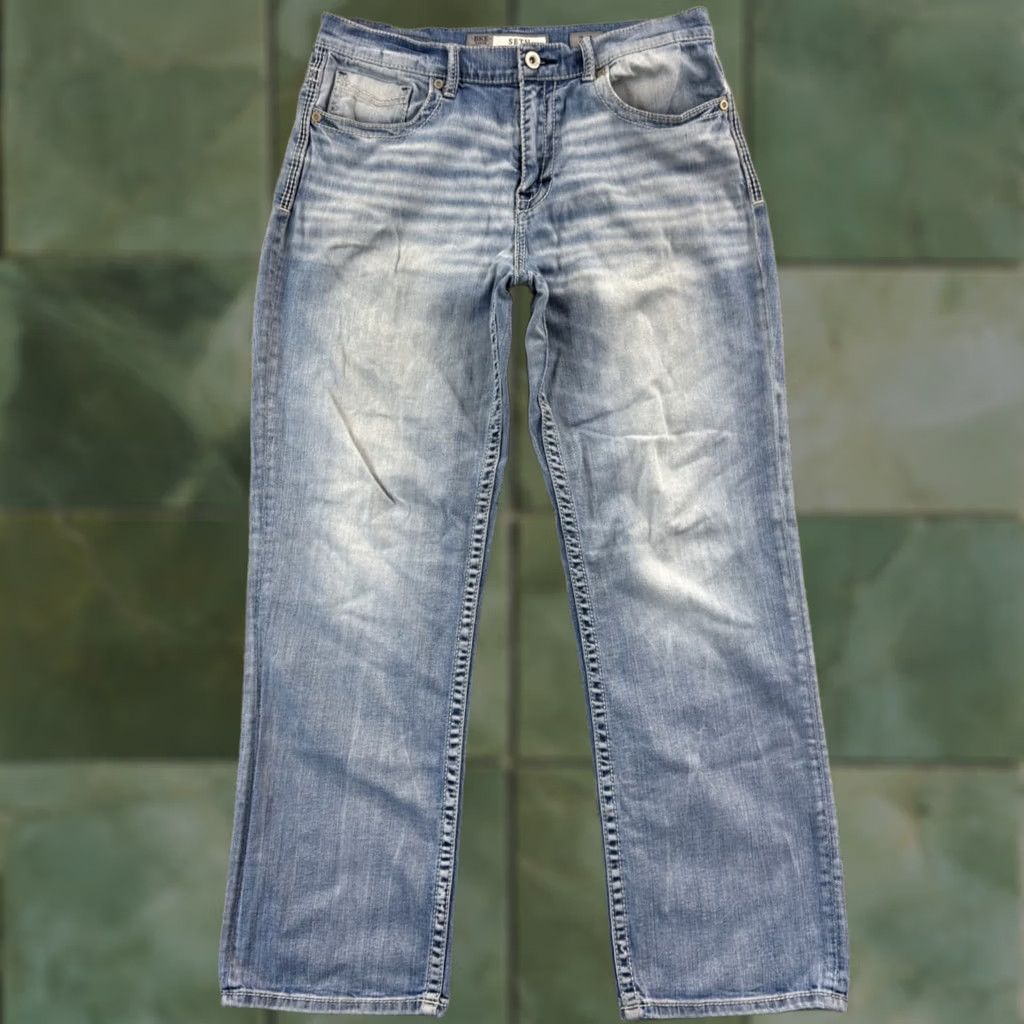 Vintage BKE Buckle Jeans Mens 34x33 Denim Blue Regular Bootcut 5-Pocket Zip Button 90s Cowboy Western Vintage No Size US 34 / EU 50 - 1 Thumbnail