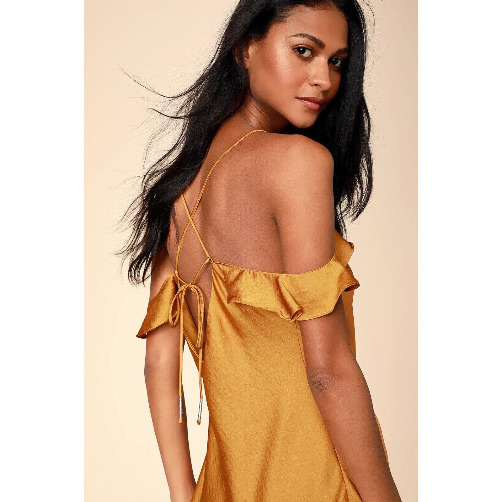 Free People Free People What I Want Golden Satin Slip Dress SZ S Size S / US 4 / IT 40 - 4 Thumbnail