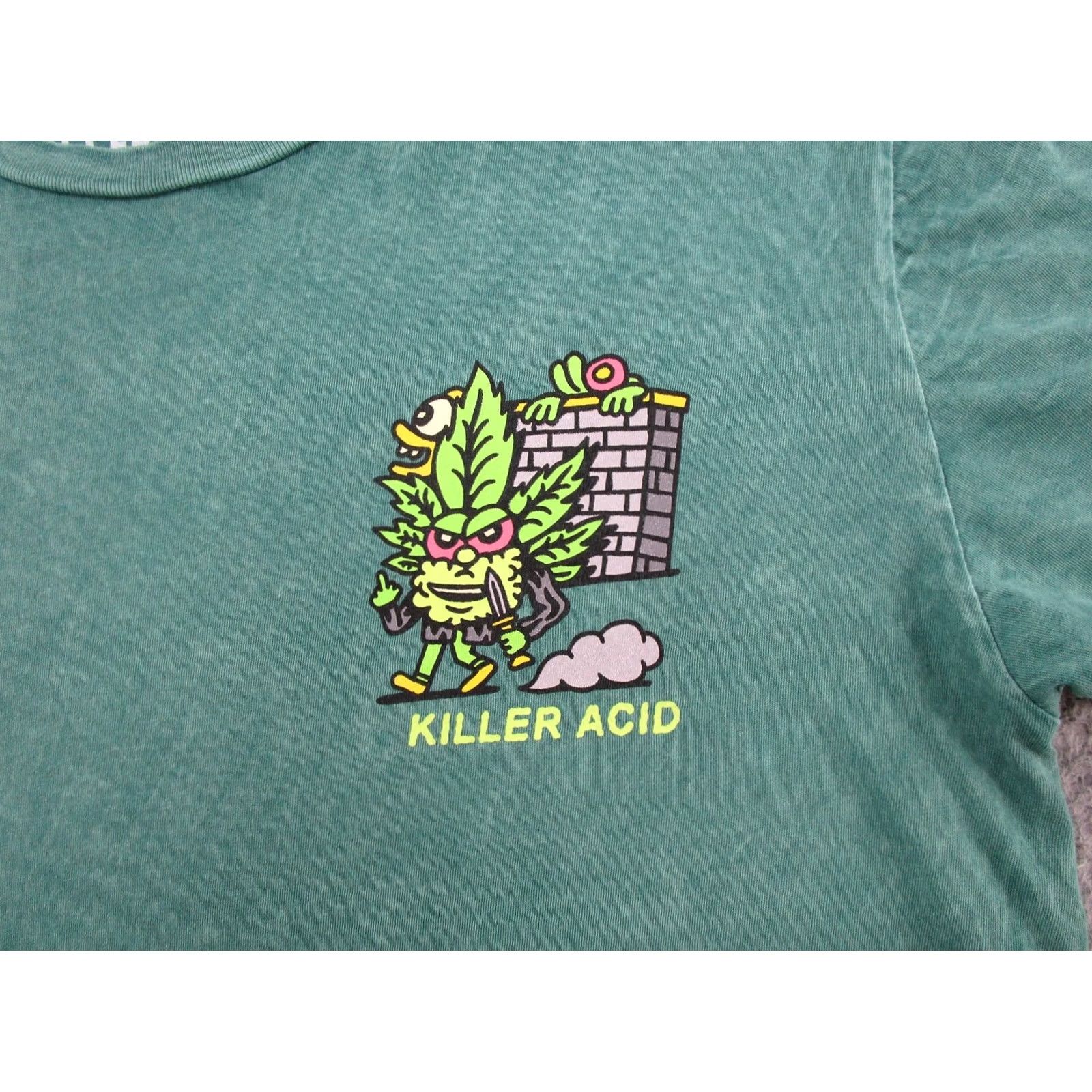 Vintage Killer Acid T-Shirt Shirt Men Size M Green Cotton Short Sleeve Crew Neck Graphic Tee Limited Edition Stoner Marijuana All Seasons Size US M / EU 48-50 / 2 - 2 Thumbnail