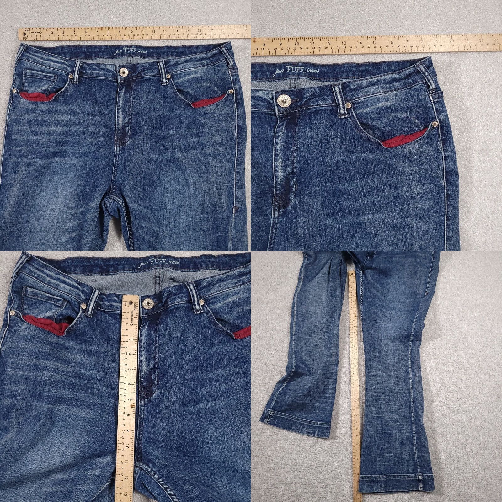 Vintage Just Tuff Jeans Women's Blue Jeans 38X33 Medium Wash High Rise Stretch Flared Denim 5-Pocket Regular Size 26" / US 2 / IT 38 - 8 Thumbnail
