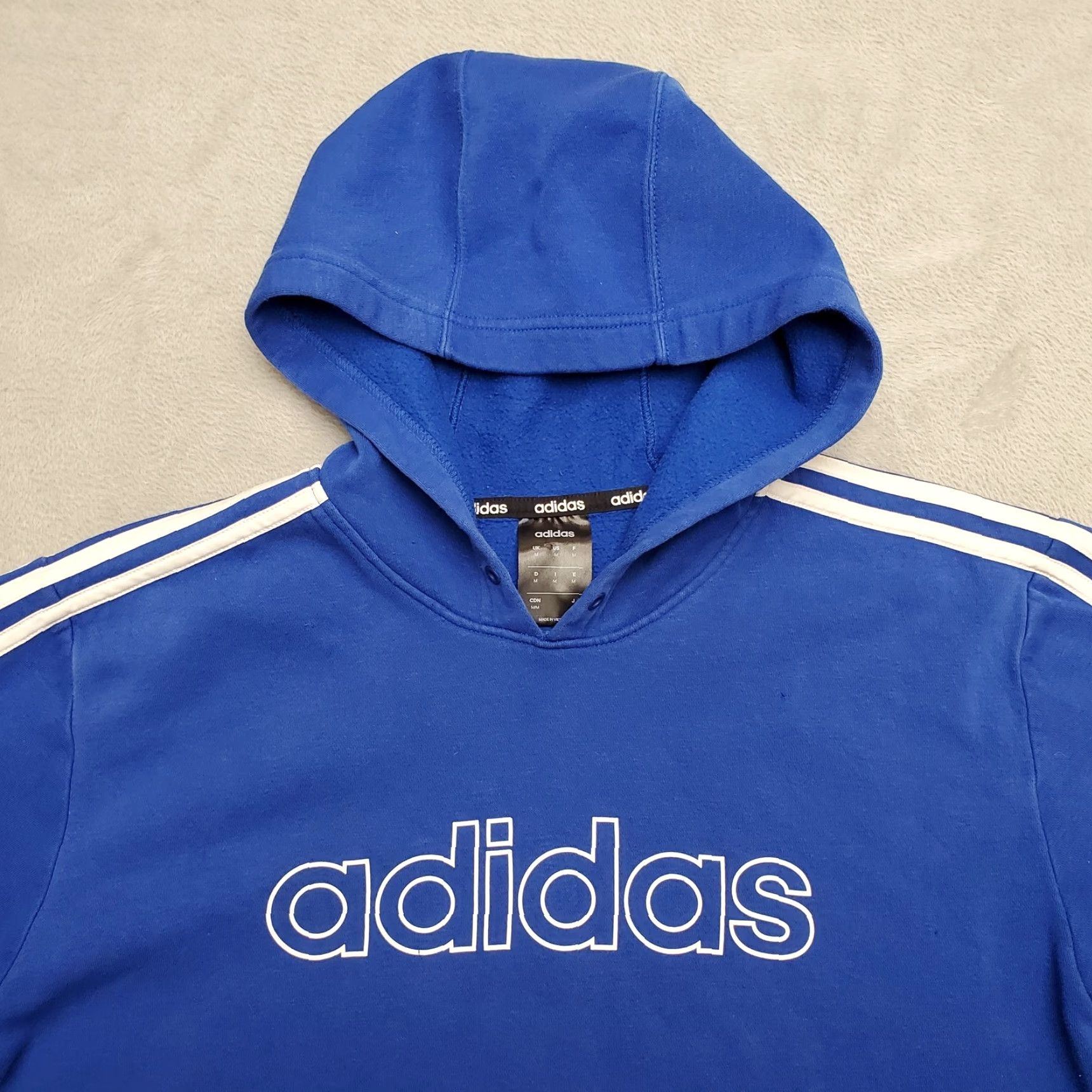 Adidas Adidas Hoodie Mens M Blue Spellout Logo Front Long Sleeve Hooded Pullover Size US M / EU 48-50 / 2 - 2 Thumbnail