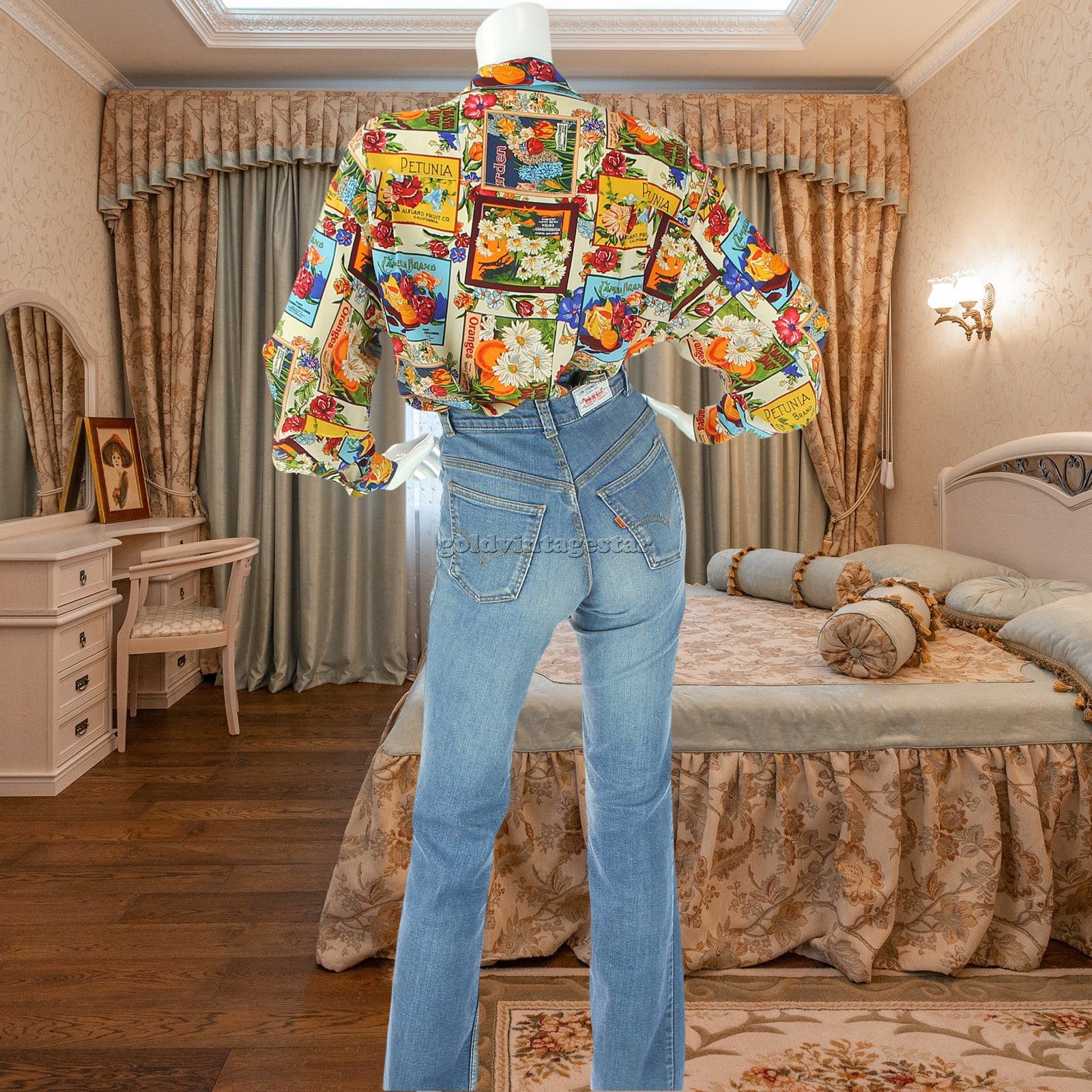 image of Eclectic Rose Floral Patchwork Shirt Vintage 2Xl, Women's