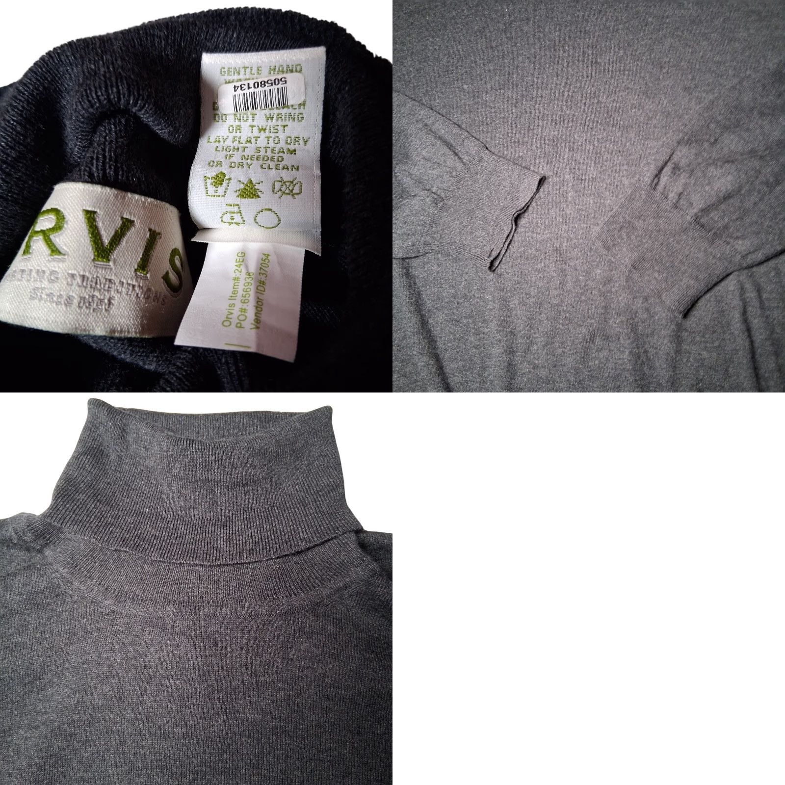 Orvis Orvis Sweater Men 2XL Turtleneck Long Sleeve Knit Pullover Cotton Silk Cashmere Gray Heather Extra Fine Lightweight Classic Size US XXL / EU 58 / 5 - 8 Thumbnail