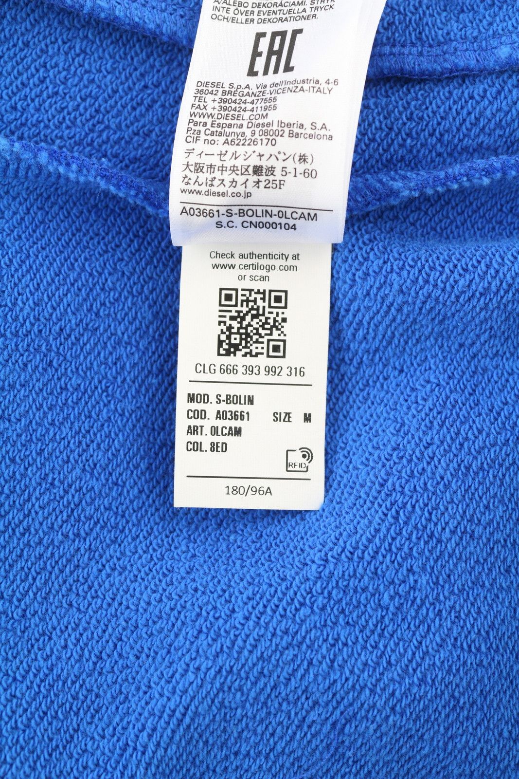 Diesel S-BOLIN M Blue Snap Button Polo Sweatshirt 41170 Size US M / EU 48-50 / 2 - 13 Thumbnail