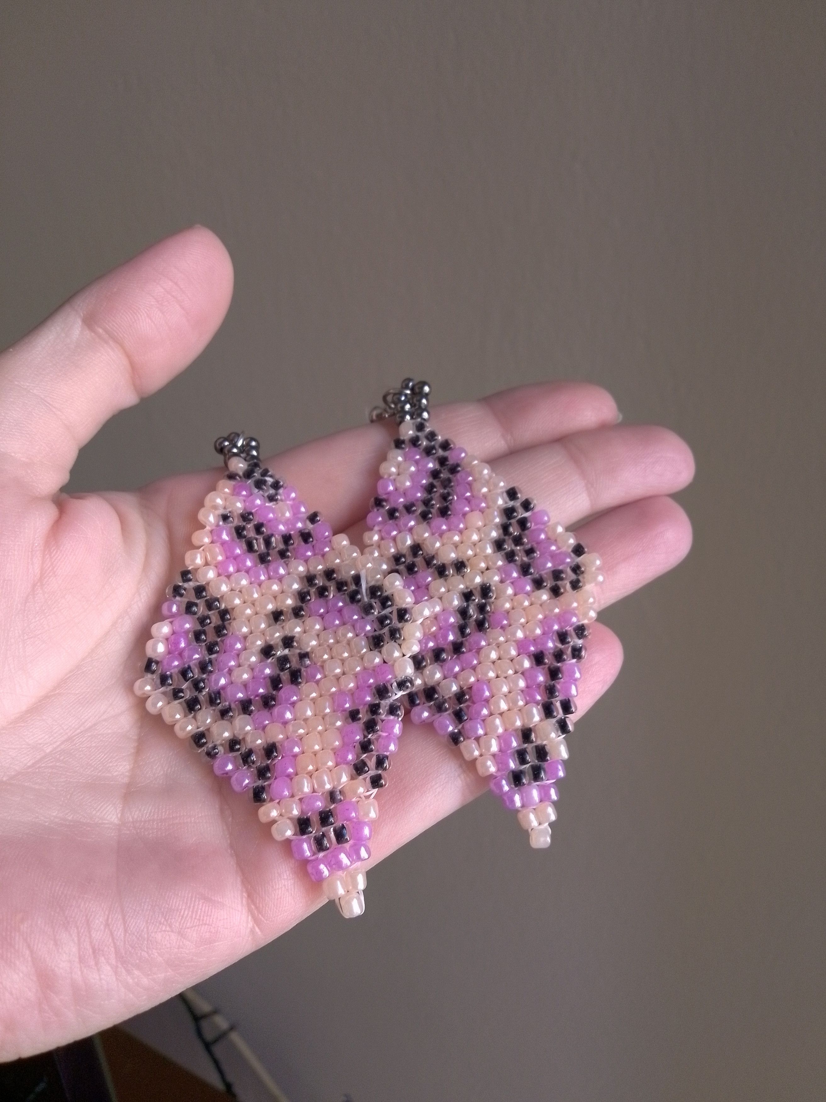 Handmade Earrings. Leopard skin. Long. Geometrical. Beaded Size ONE SIZE - 2 Thumbnail