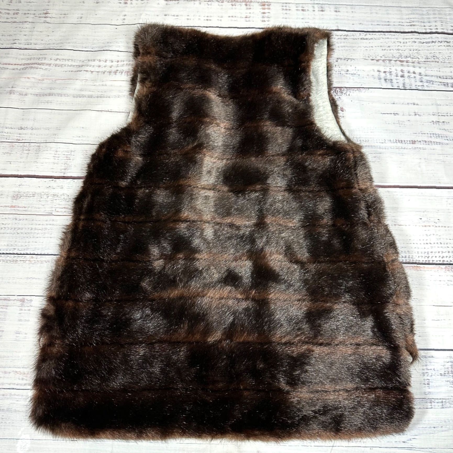 Vintage Harvey Faircloth Womens Vest Sz 4 Brown Faux Mink Fur Open Front High Low Hem Size S / US 4 / IT 40 - 3 Thumbnail