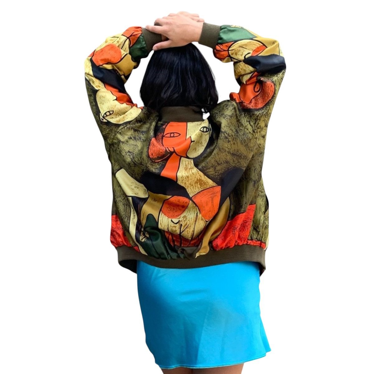 Paloma Picasso Vintage 90s Picasso Art Bomber Satin Jacket Size L / US 10 / IT 46 - 1 Thumbnail