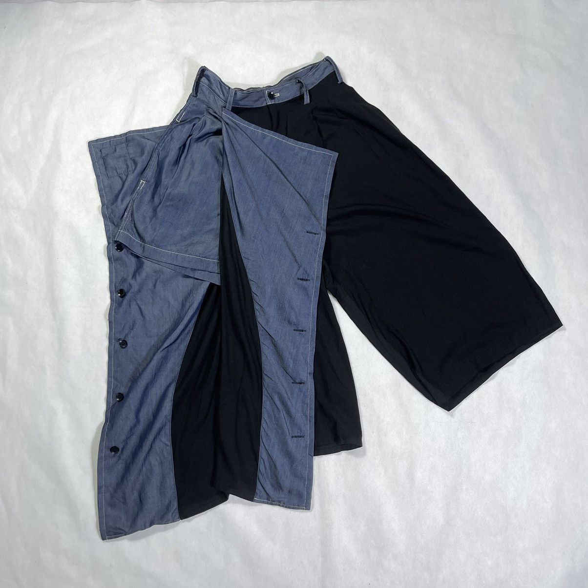Yohji Yamamoto Rare! Yohji Yamamoto Split Denim Wide Asymmetrical Pant Size 28" / US 6 / IT 42 - 15 Thumbnail