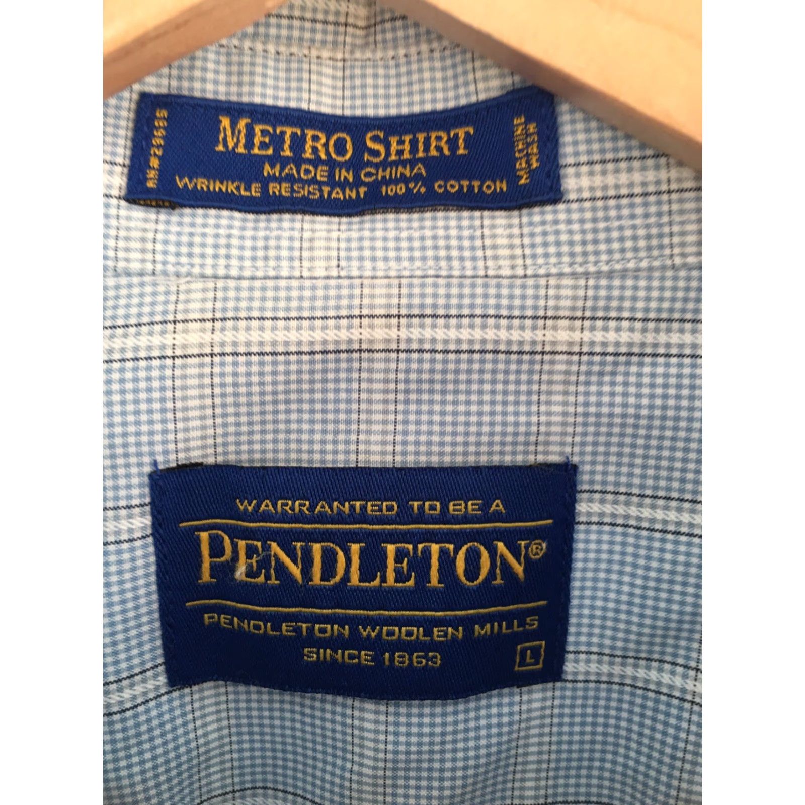 Pendleton Pendleton Mens Large L Button-Front Metro Shirt Wrinkle Resistant Blue 100% Cotton Button-Up Plaids & Checks Long Sleeve Size US L / EU 52-54 / 3 - 5 Thumbnail