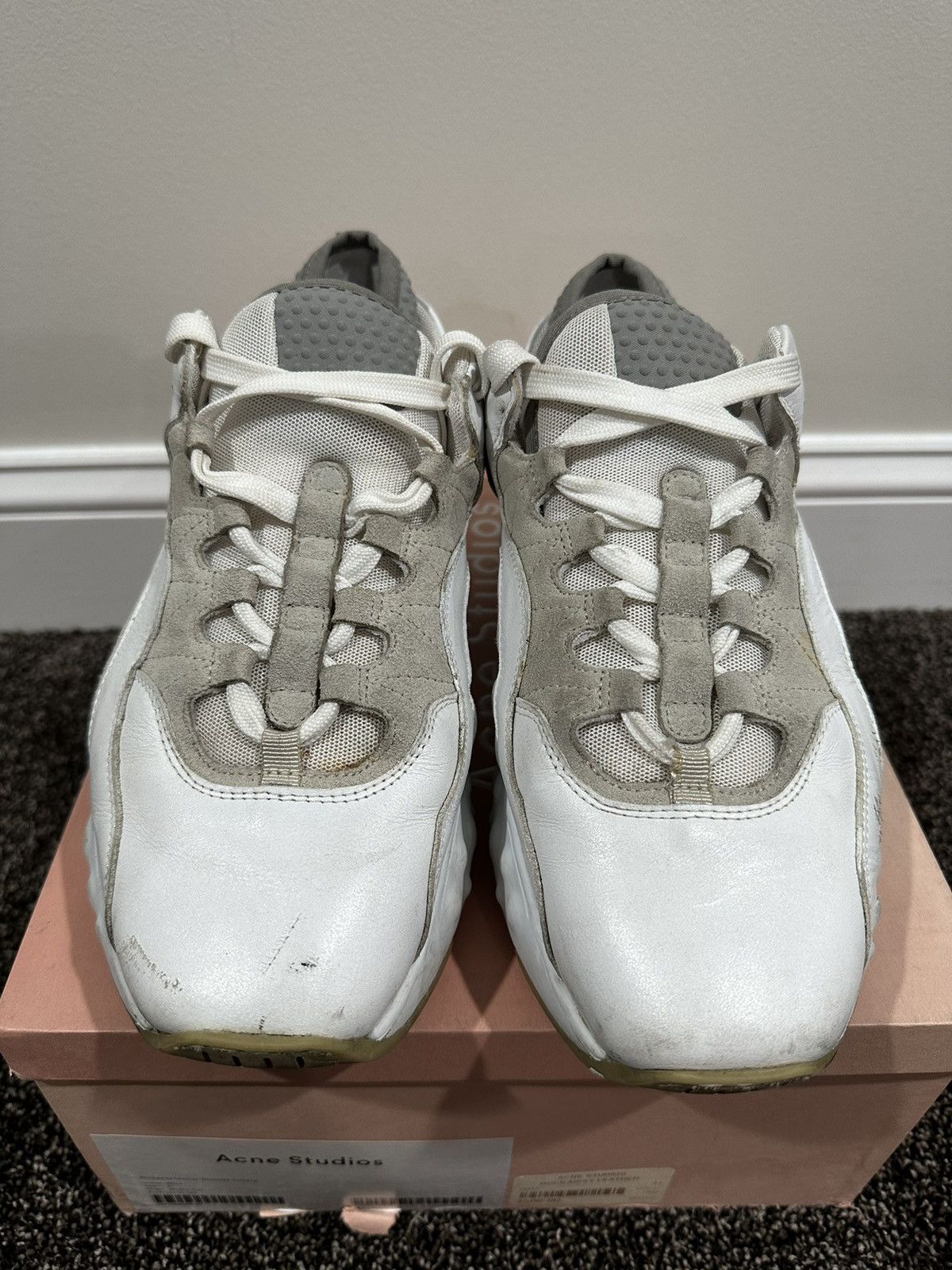 Acne Studios Acne Studios Rockaway White Leather Chunky Sneakers Size US 8 / EU 41 - 3 Thumbnail