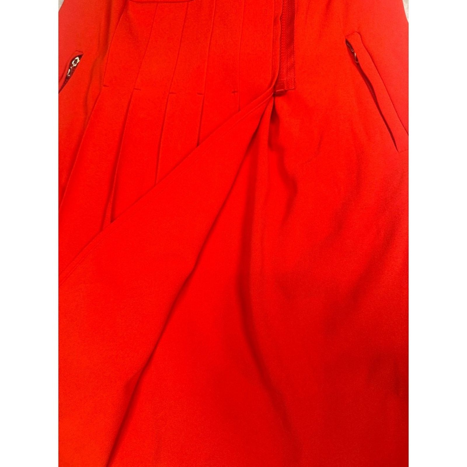 Carlo Palazzi Carlisle Red Pleated Midi Zipper Pockets Size 6 Career Size M / US 6-8 / IT 42-44 - 8 Thumbnail