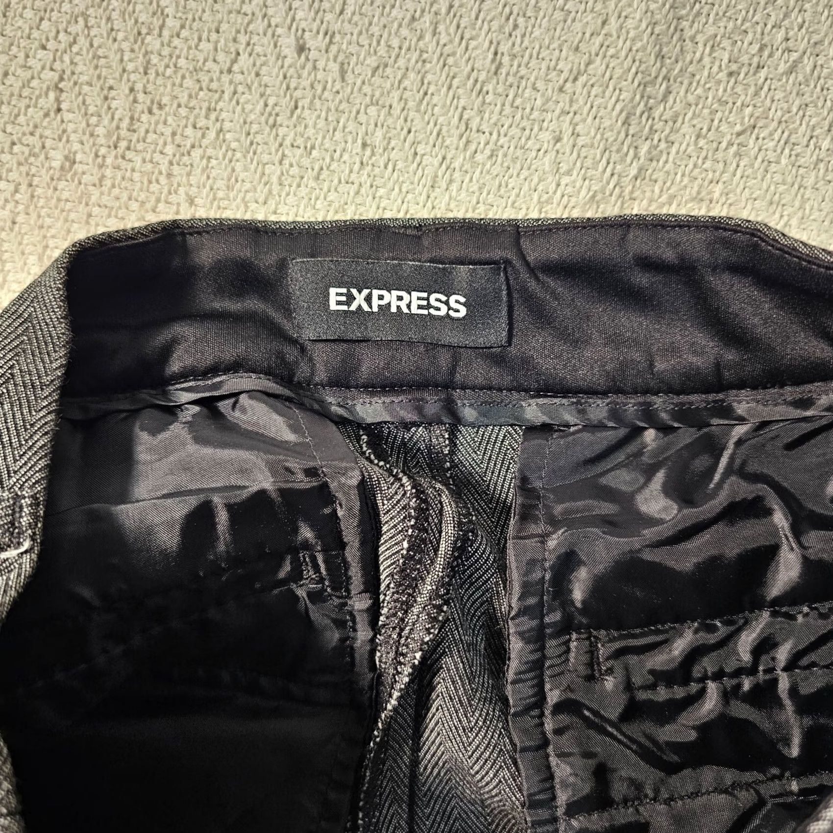 Express Express Editor Slim Pants Size 6 Brown Herringbone Dress Pants Women Regular Slim Waist 30 Inseam 31 Stretch Size 28" / US 6 / IT 42 - 3 Thumbnail