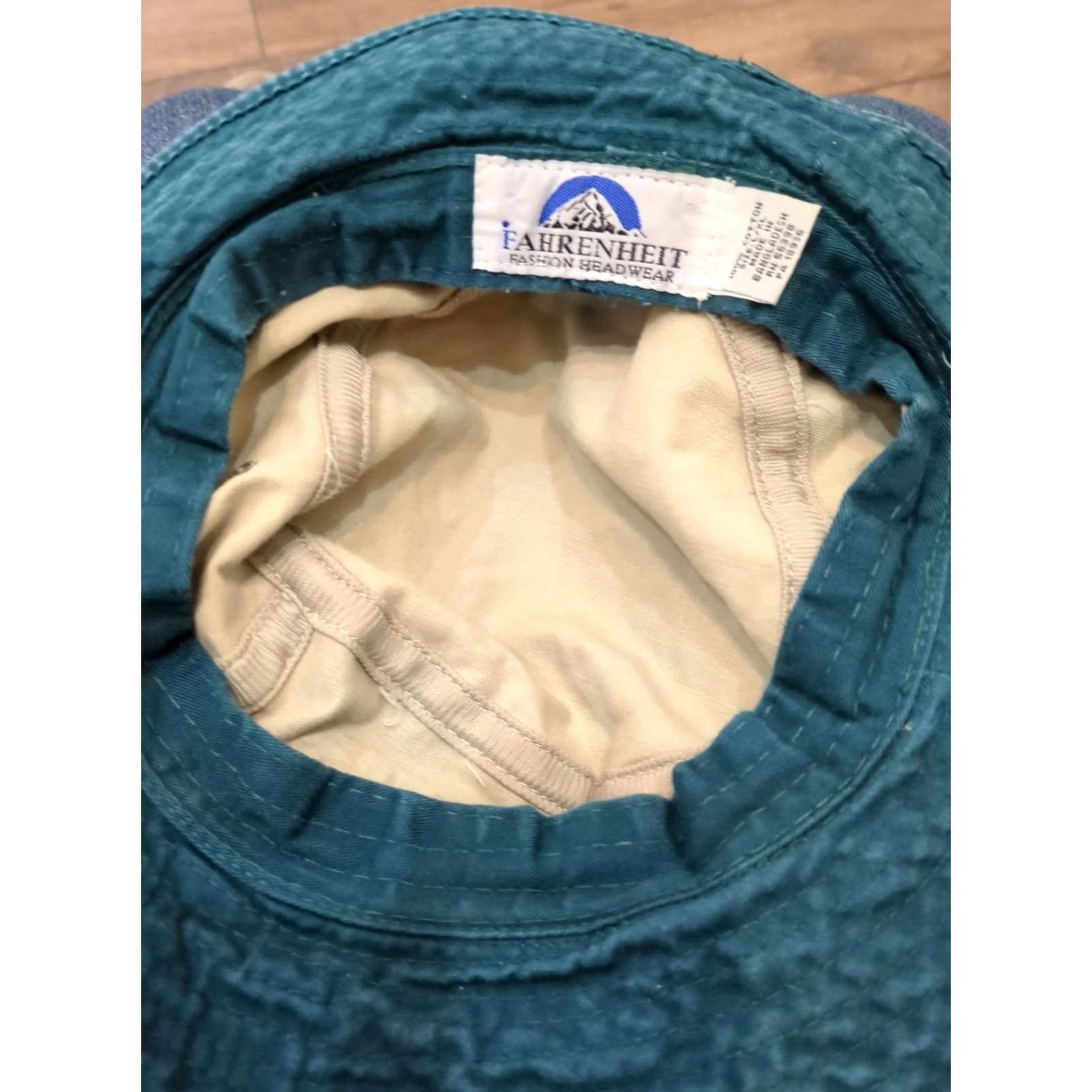 Vintage Fahrenheit Headwear Bucket Hat Adult L/XL Cotton Tan Blue Classic Packable Men Summer" Size ONE SIZE - 3 Thumbnail