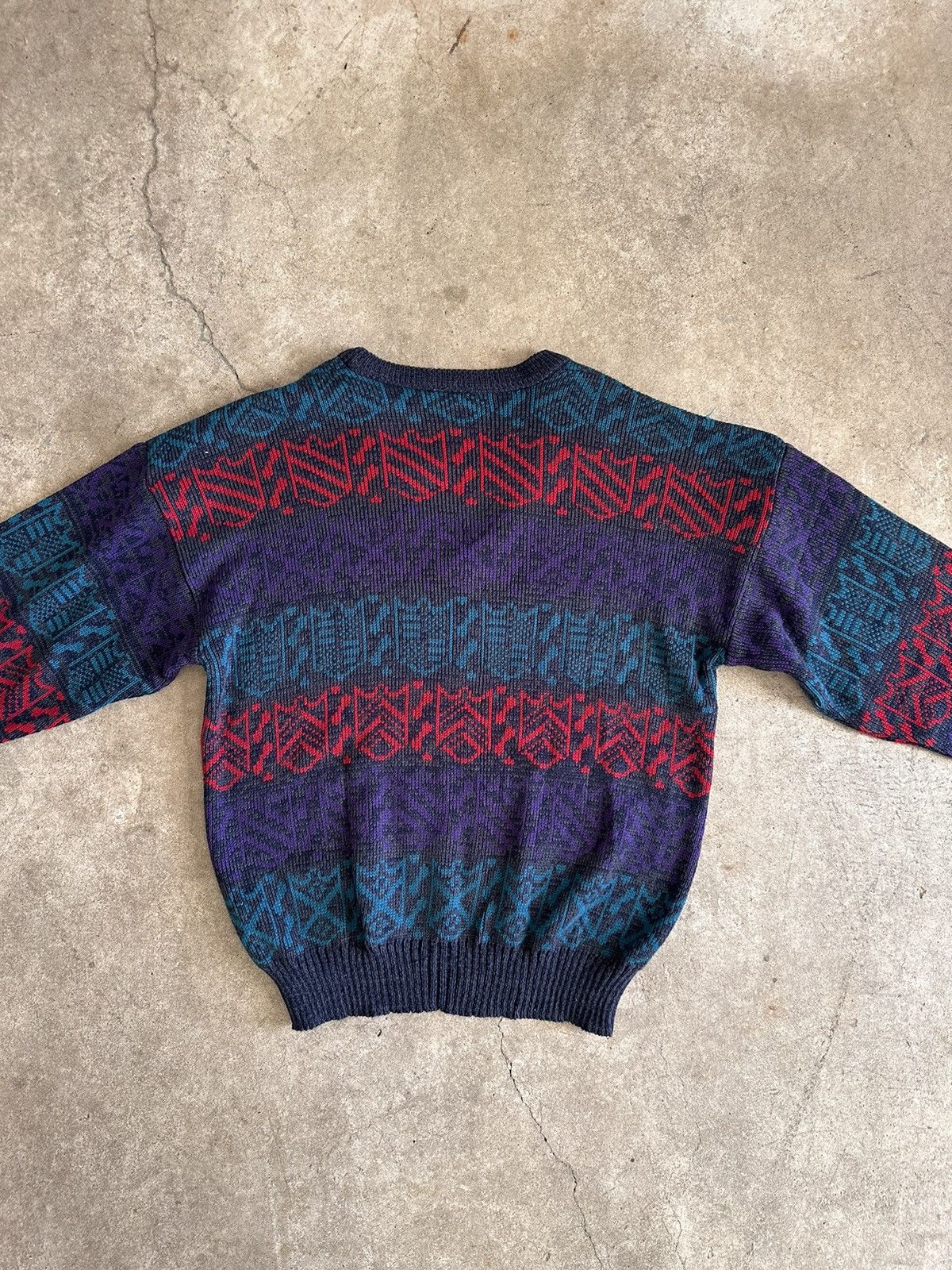 Vintage 90s Main Event Pattern V-Neck Sweater Size US XL / EU 56 / 4 - 4 Thumbnail