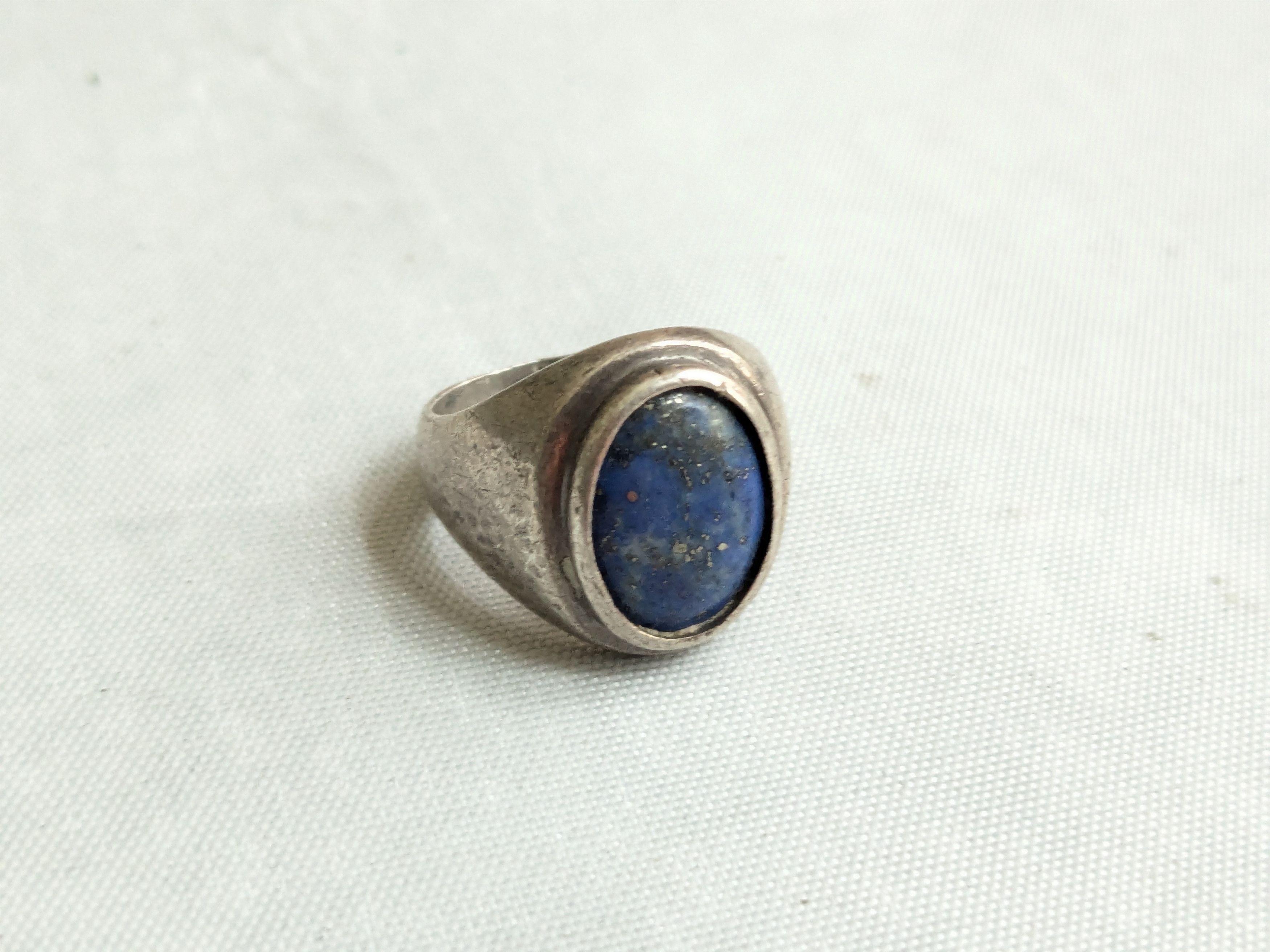 Jewelry Vintage Sterling Silver Ring Lapis Lazuli Oval Cabochon Blue Size ONE SIZE - 2 Thumbnail