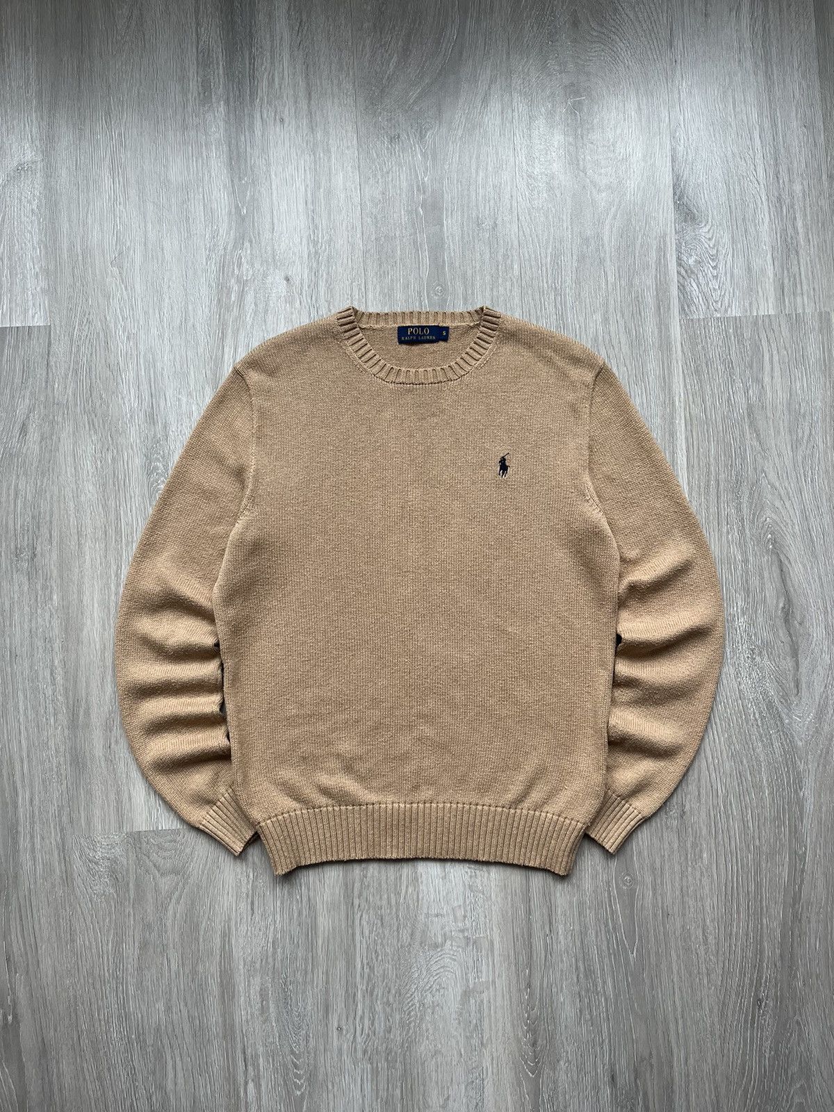 Polo Ralph Lauren × Vintage Vintage Polo Ralph Lauren Beige Knitted Sweater Mini Logo Size US S / EU 44-46 / 1 - 1 Thumbnail