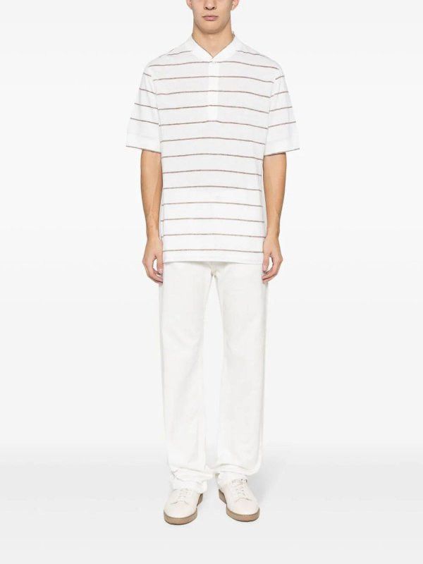 Brunello Cucinelli o1y0526 Crewneck T-Shirt in Ivory/Brown Size US XL / EU 56 / 4 - 5 Thumbnail
