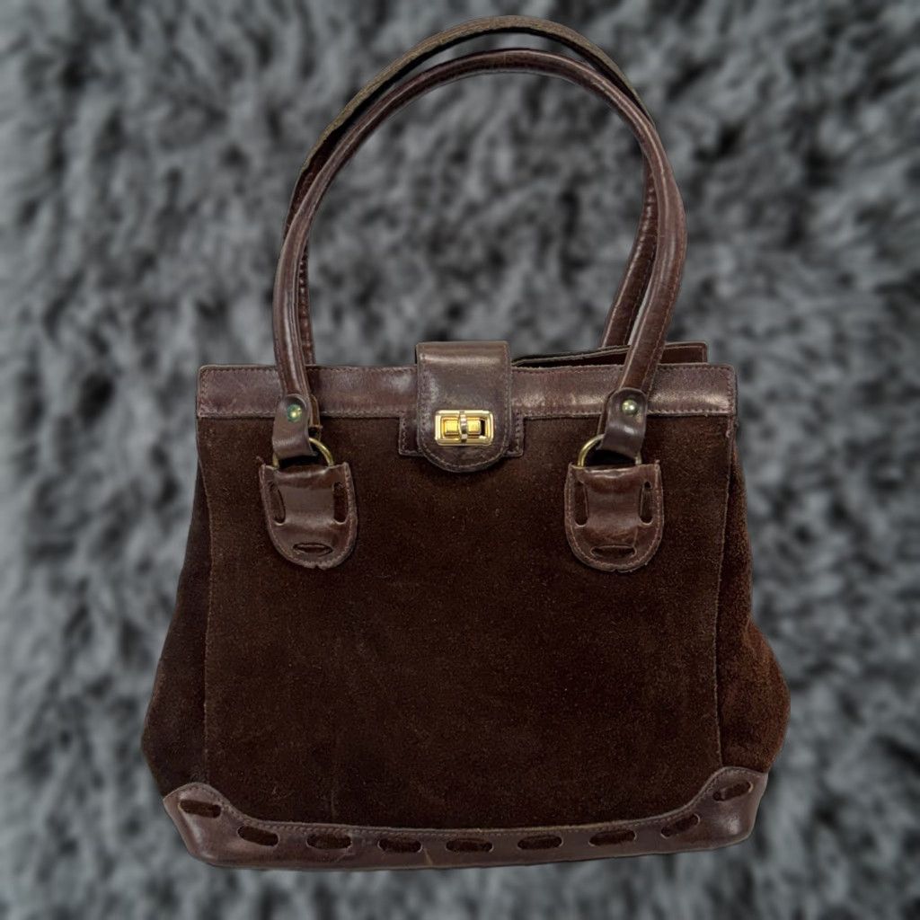 VINTAGE Chocolate Brown Suede & Leather Shoulder Bag Purse 50s Swift Metal Zipper Purse Women Leather Bag Purse Brown Zipper 50s Mens?