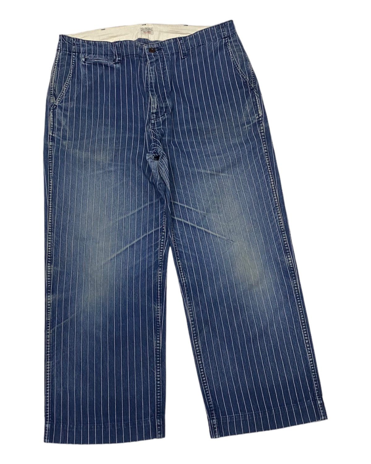 Japan Blue 🔥VINTAGE JAPAN BLUE BAGGY STRIPED BAGGY LOOSE PANTS Size US 35 - 3 Thumbnail