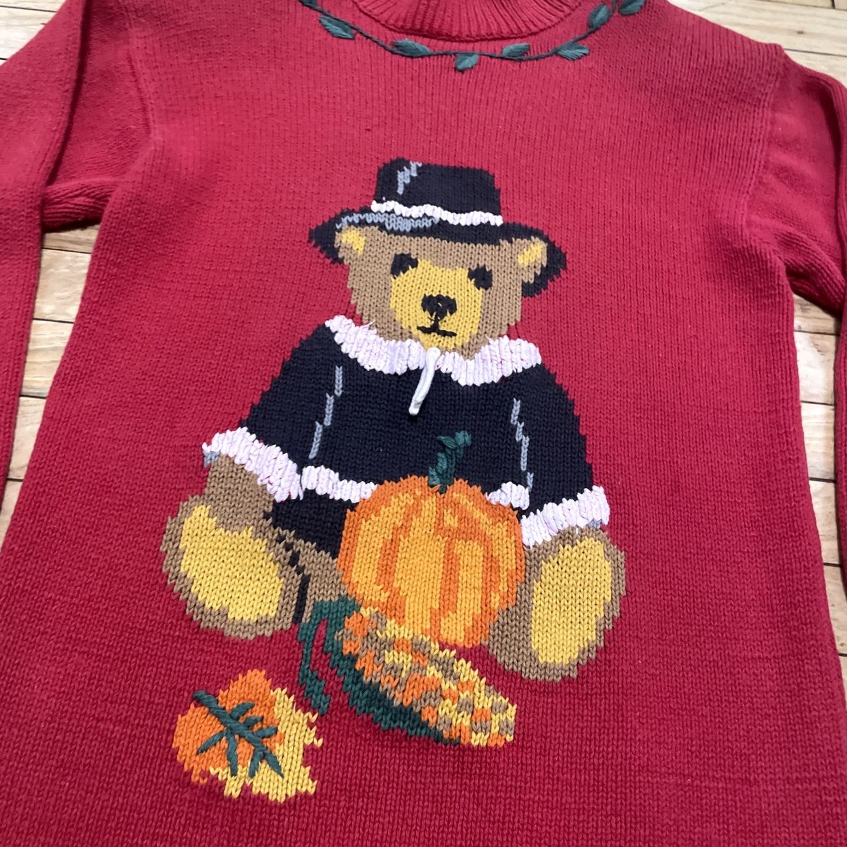 Vintage VINTAGE The Eagle's Eye Halloween Teddy Big Bear Pumpkin Sweater Women L Pullover Red Black Orange 90s Halloween Decor Ladies L Size L / US 10 / IT 46 - 4 Thumbnail
