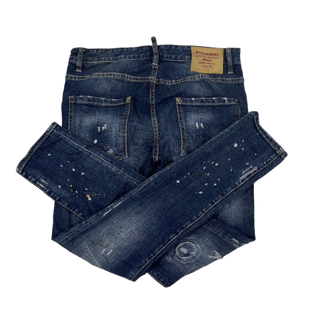 Designer × Dsquared2 Dsquared2 Distress Paint Splatter Ripped Slim Fit Jeans Size US 34 / EU 50 - 6 Thumbnail