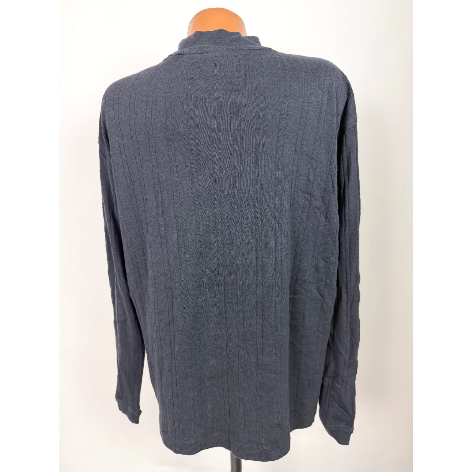 Vintage Vintage Vintage Ribbed Mock Neck Shirt Men XL Stretchy Minimal Preppy Black Rayon Cotton Size US XL / EU 56 / 4 - 7 Thumbnail