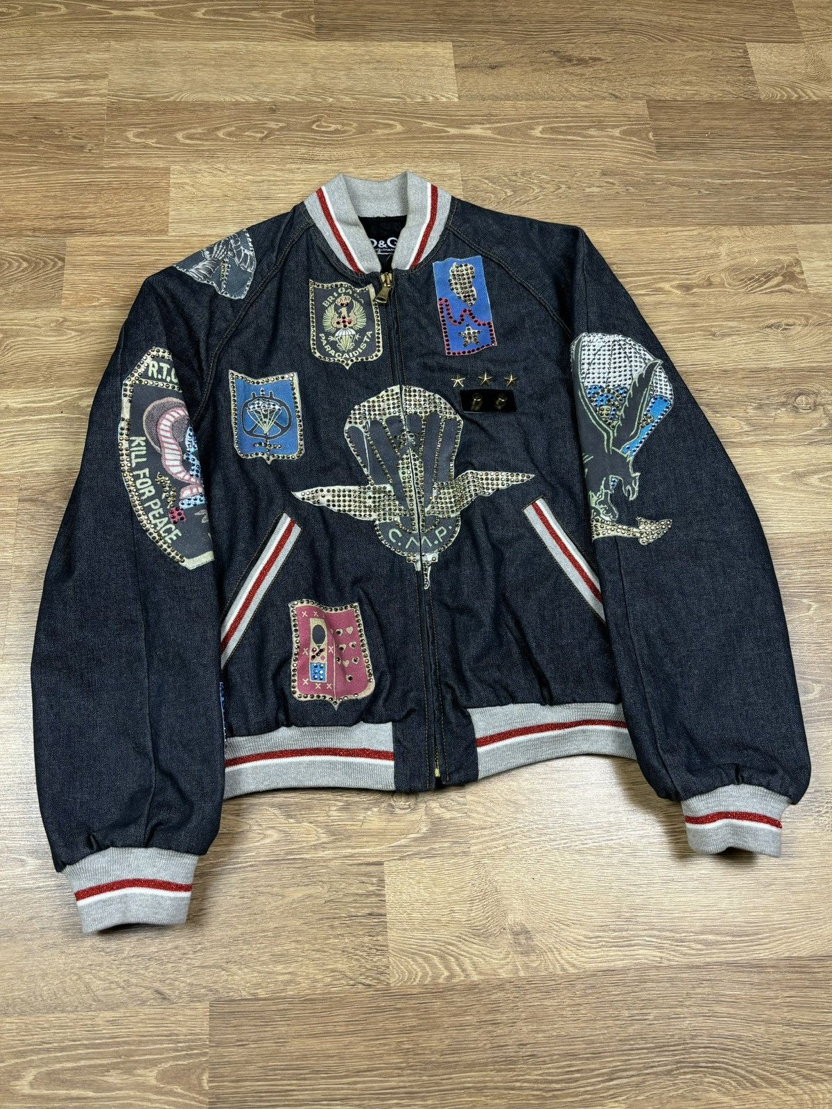 Dolce & Gabbana FW2003 Dolce & Gabbana Rhinestone Patchwork Bomber Jacket Size US S / EU 44-46 / 1 - 3 Thumbnail