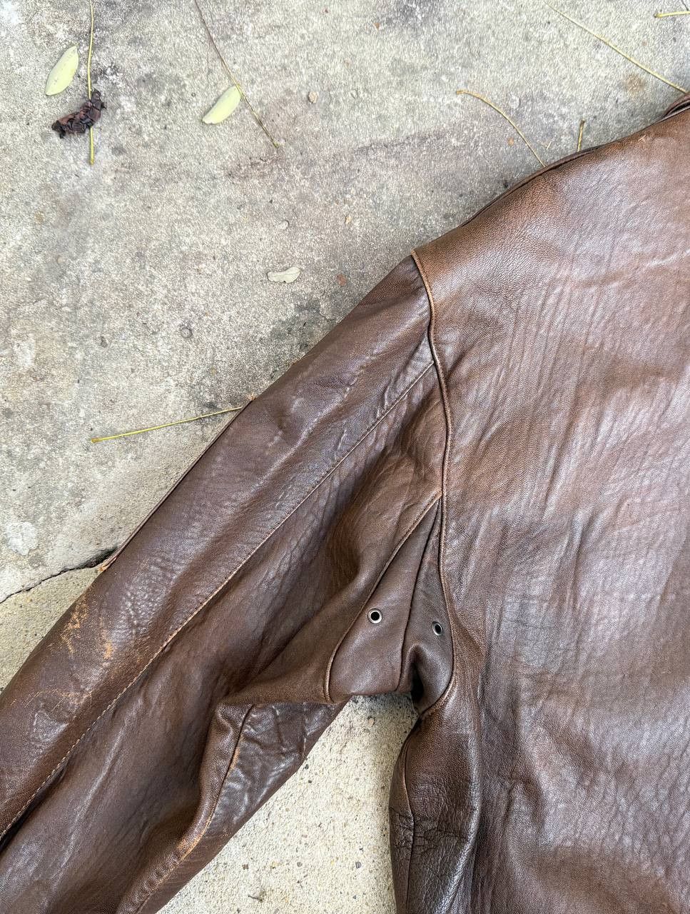 Vintage Vintage 90s Oversized Brown Flight Leather Bomber Jacket Size US XL / EU 56 / 4 - 8 Thumbnail