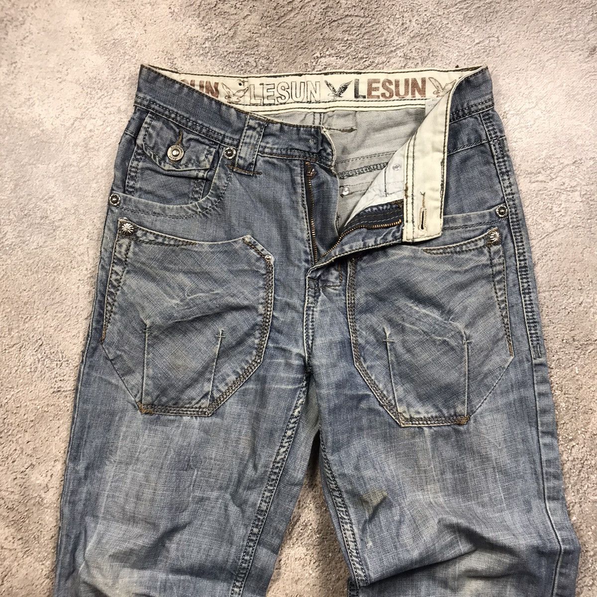 Vintage Vintage 90s Distressed Baggy Jeans Grunge Thrashed Blue 28 Size US 28 / EU 44 - 3 Thumbnail