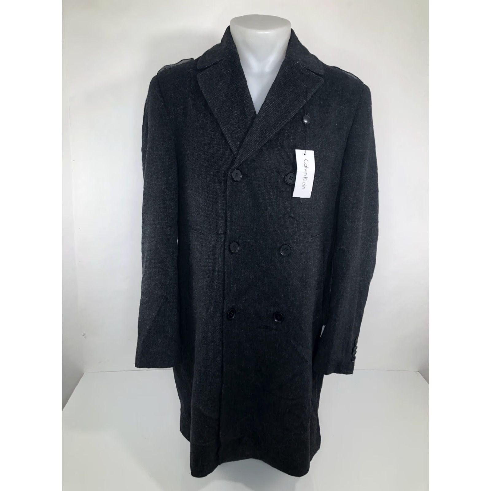 Calvin Klein Calvin Klein Overcoat Wool Blend Mens 40R Charcoal Black J2 - NEW w TAGS MSRP 495 Size US XXS / EU 40 - 2 Thumbnail