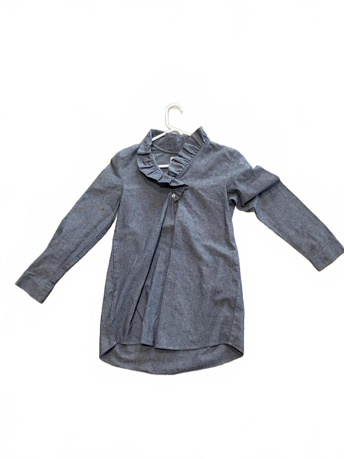 Other Mud Pie Womens XS Gray Ruffle Collar Long Sleeve Shirt Denim Size US XS / EU 42 / 0 - 1 Thumbnail