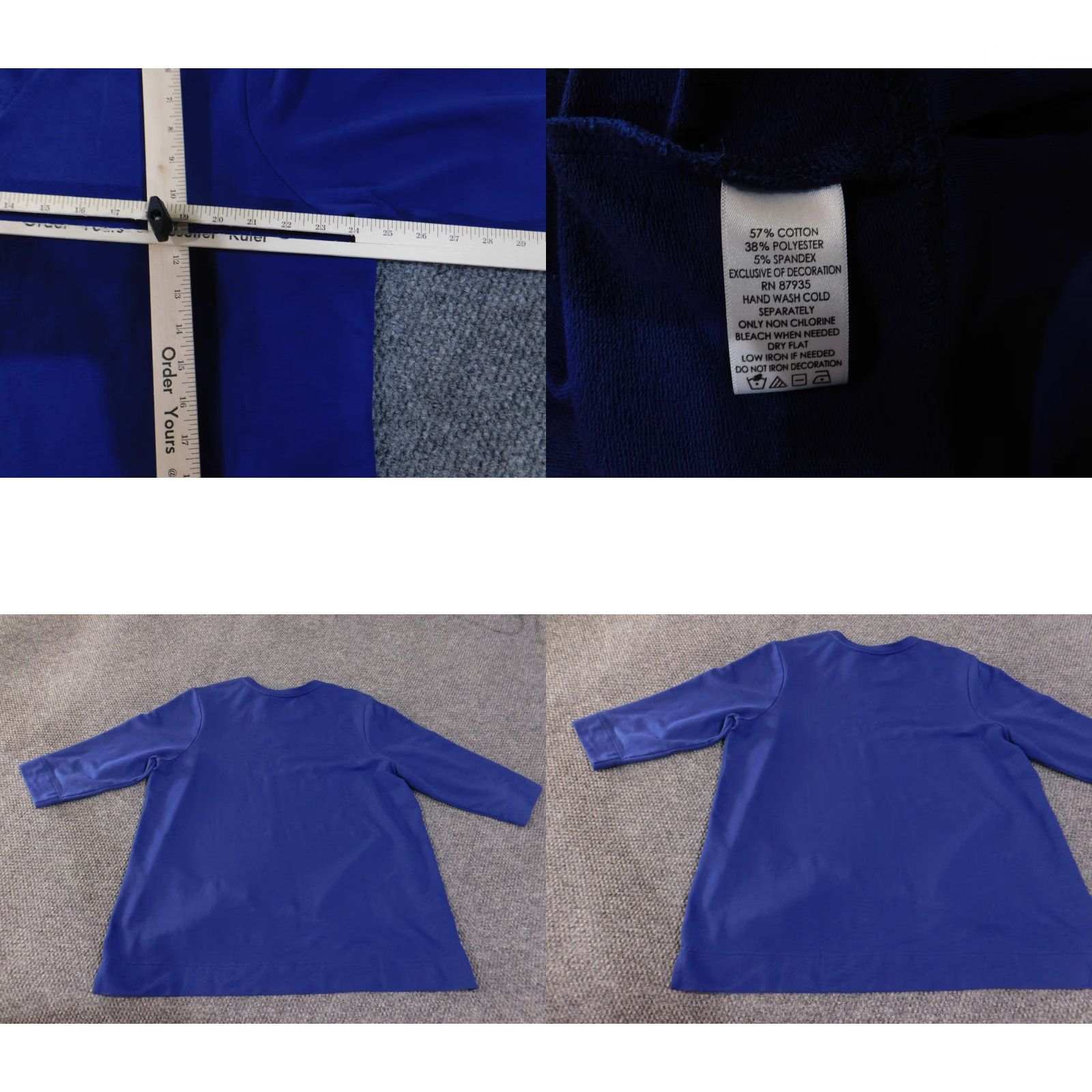 Vintage Susan Graver Shirt Womens 1X Blue Beaded Embellished Shoulder 3/4 Sleeve Pullover Top Size XL / US 12-14 / IT 48-50 - 8 Thumbnail