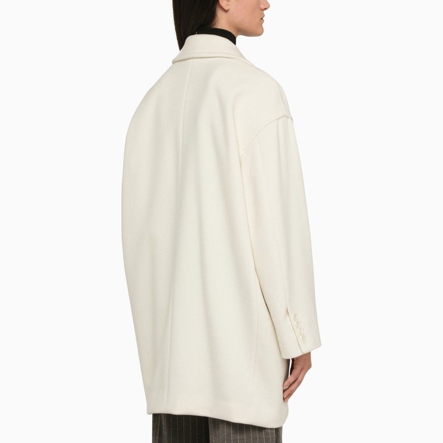 Max Mara o1d2blof0824 Wool Double-breasted Coat in White Size M / US 6-8 / IT 42-44 - 3 Thumbnail