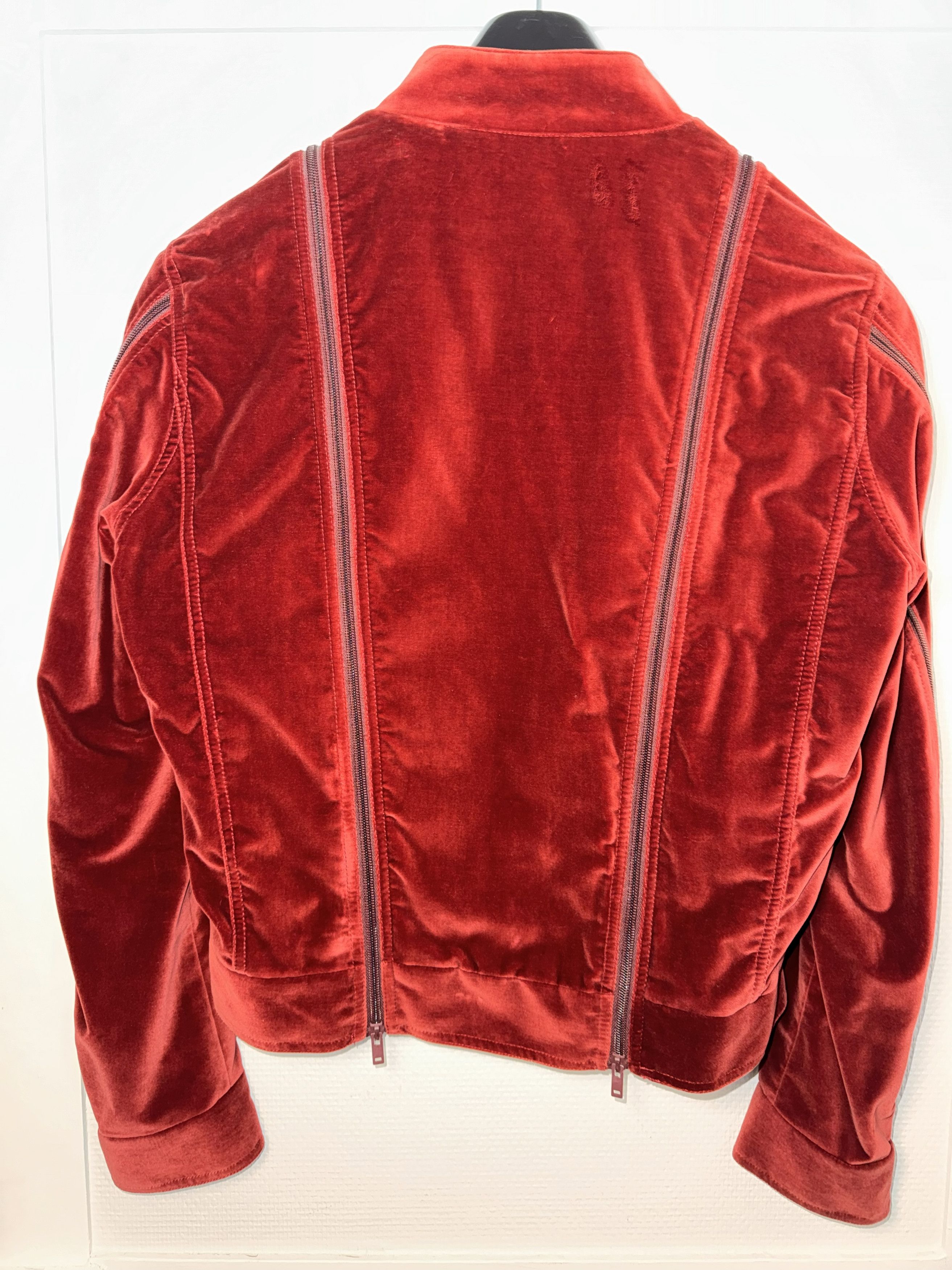 Maison Margiela MM10 red velour zip jacket Size US M / EU 48-50 / 2 - 2 Thumbnail