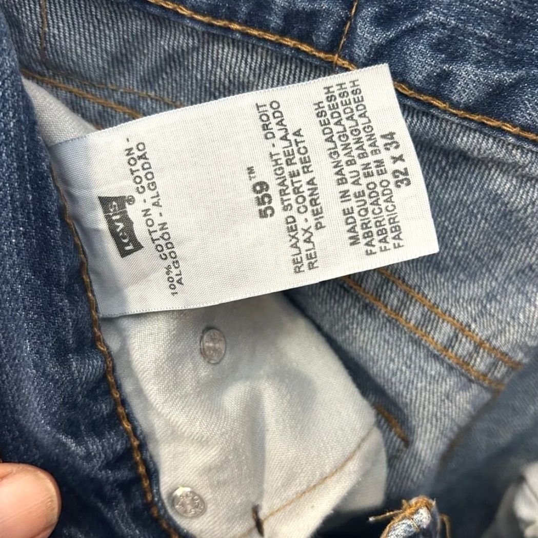 Levi's Levi's 559 Jeans Relaxed Straight Leg Washed Dark Blue Denim 32x34 Mens Regular Size Blue Straight 559 Jeans Mens 32 34 Size US 32 / EU 48 - 3 Thumbnail