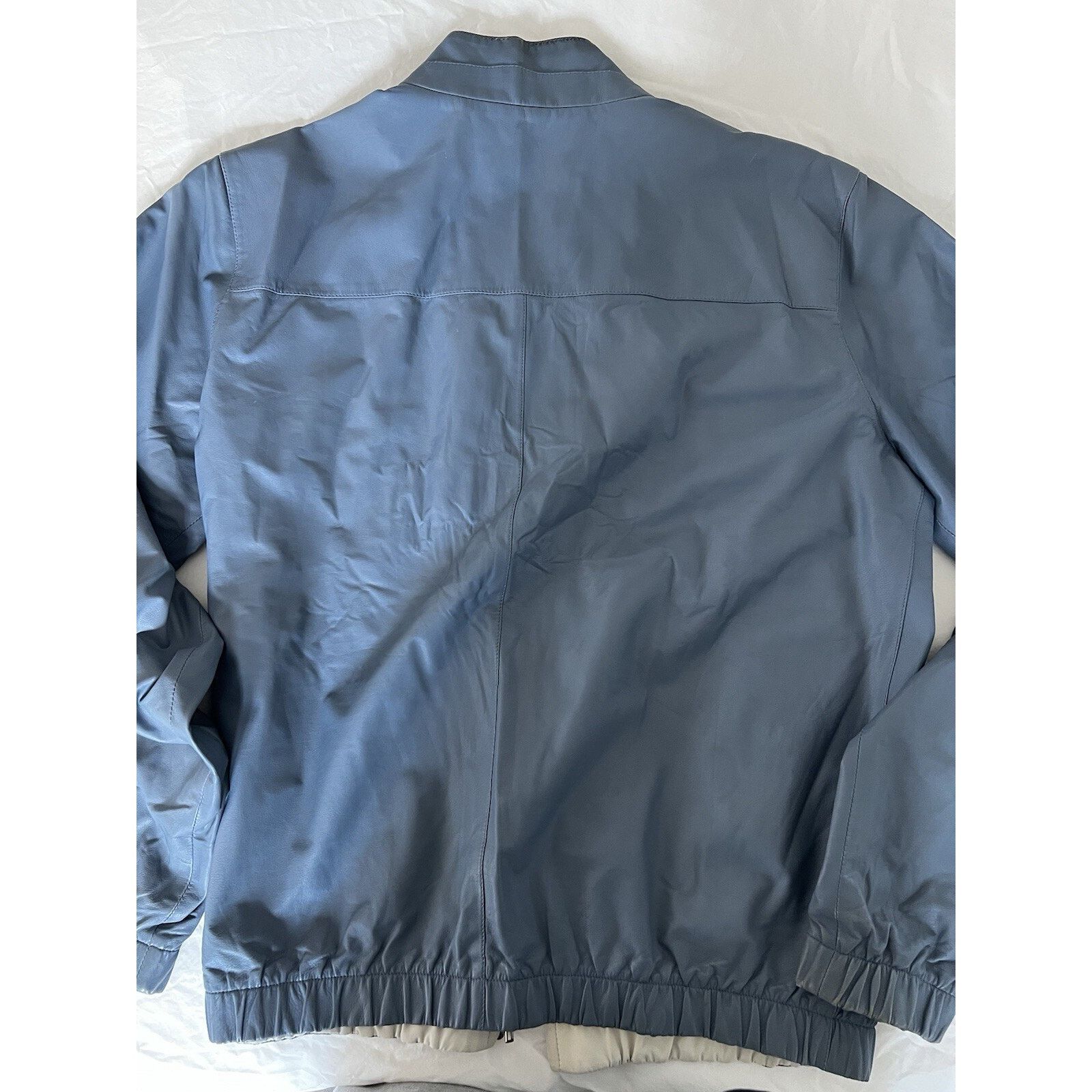 Loro Piana $6,950 Loro Piana Bomber Leather Reversible Blue/Ivory IT52 Size US L / EU 52-54 / 3 - 9 Thumbnail